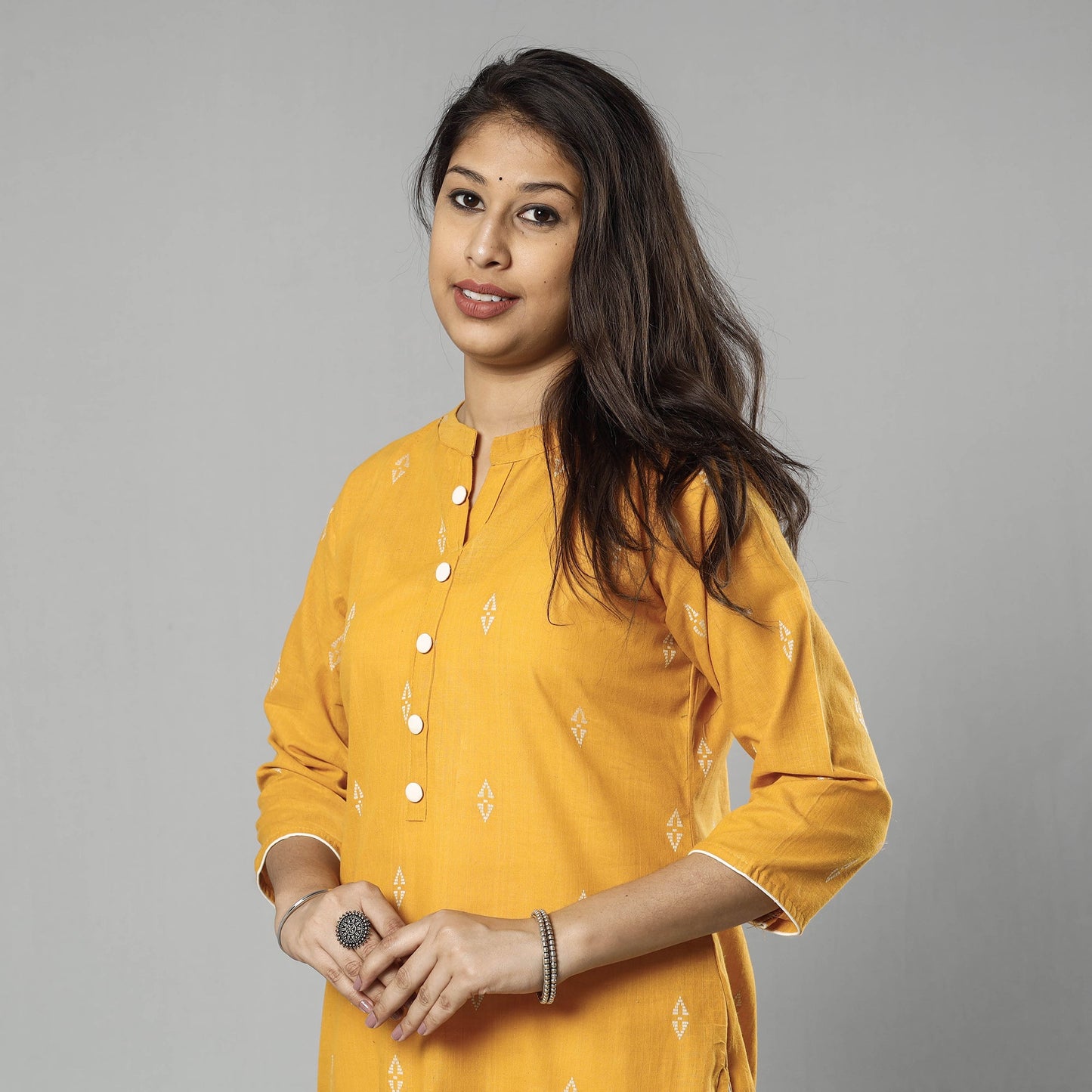 Jacquard Cotton Long Kurta for Women