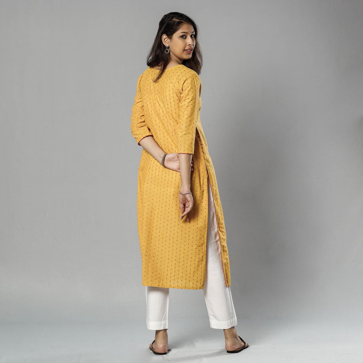 Jacquard Cotton Long Kurta for Women