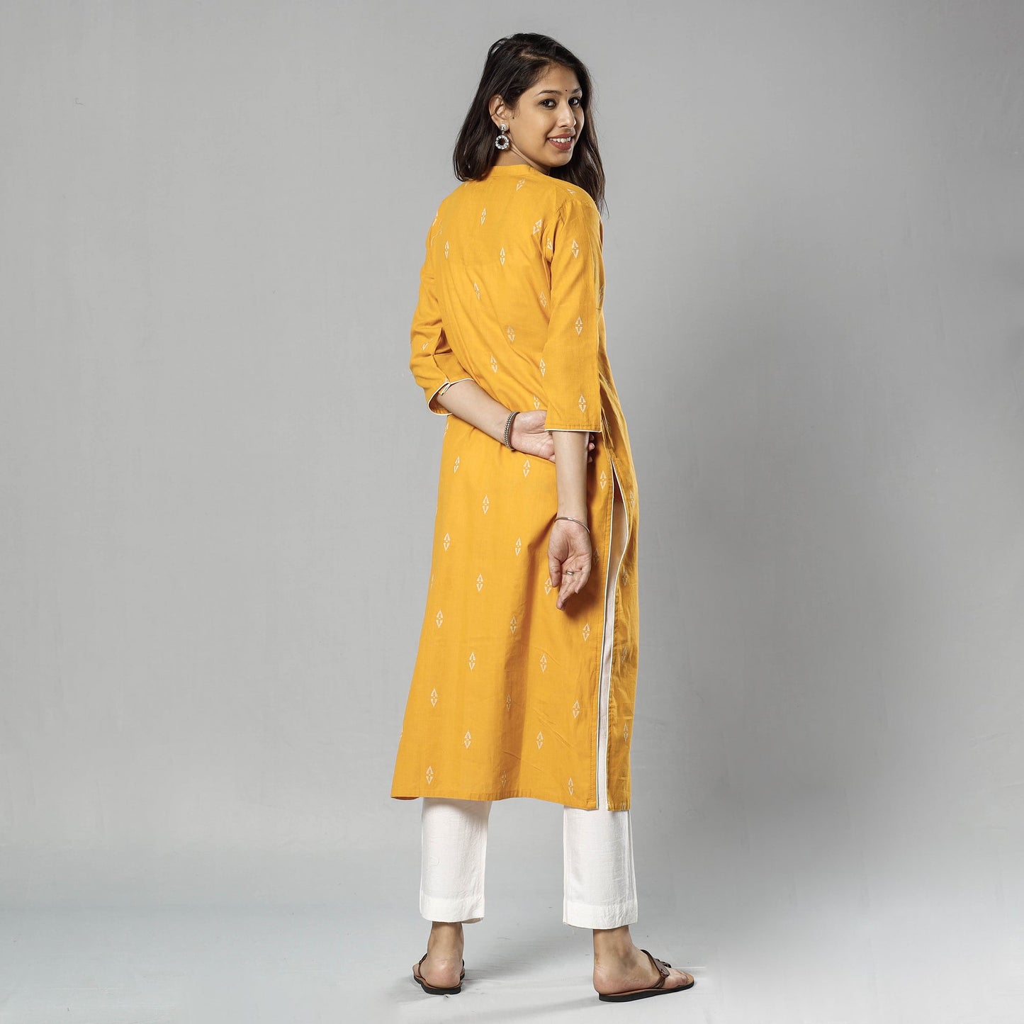 Jacquard Cotton Long Kurta for Women