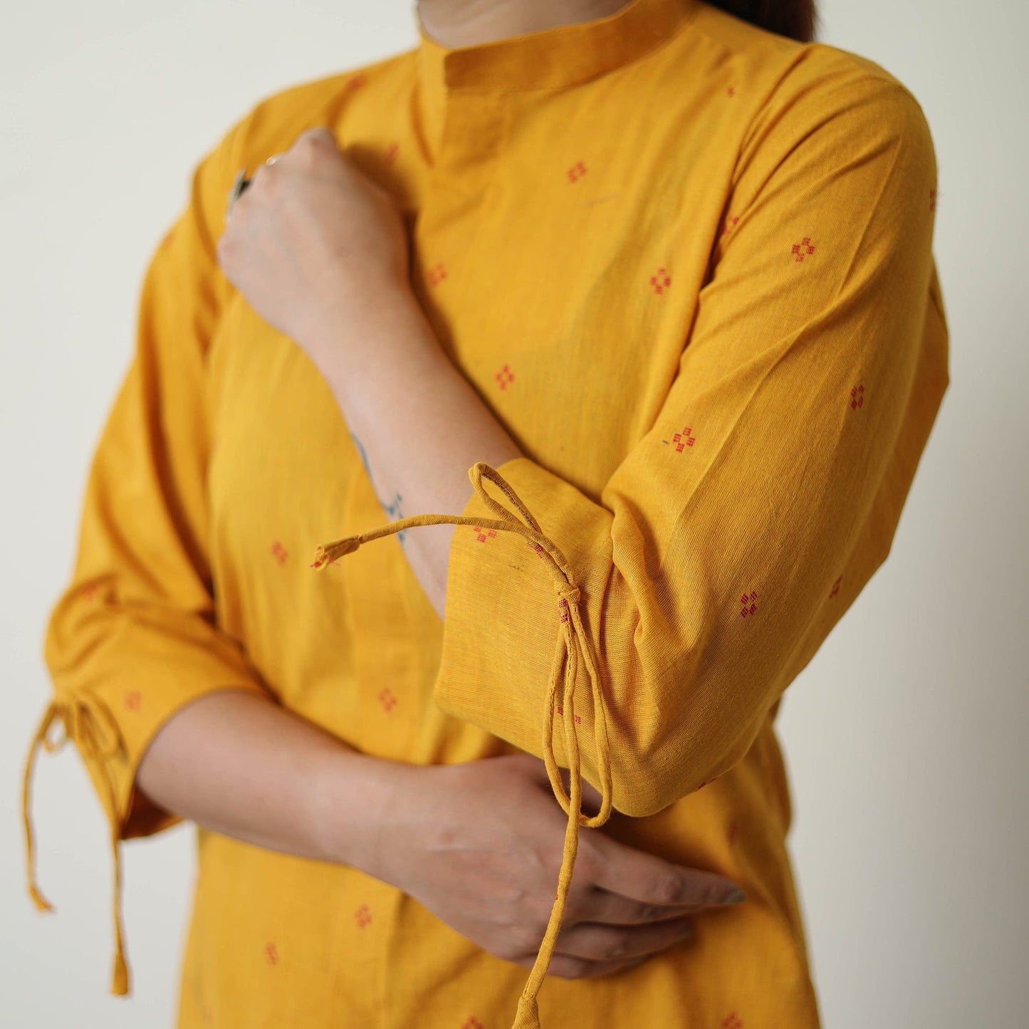 Yellow Jacquard Cotton Co-Ord Set Online at iTokri.com