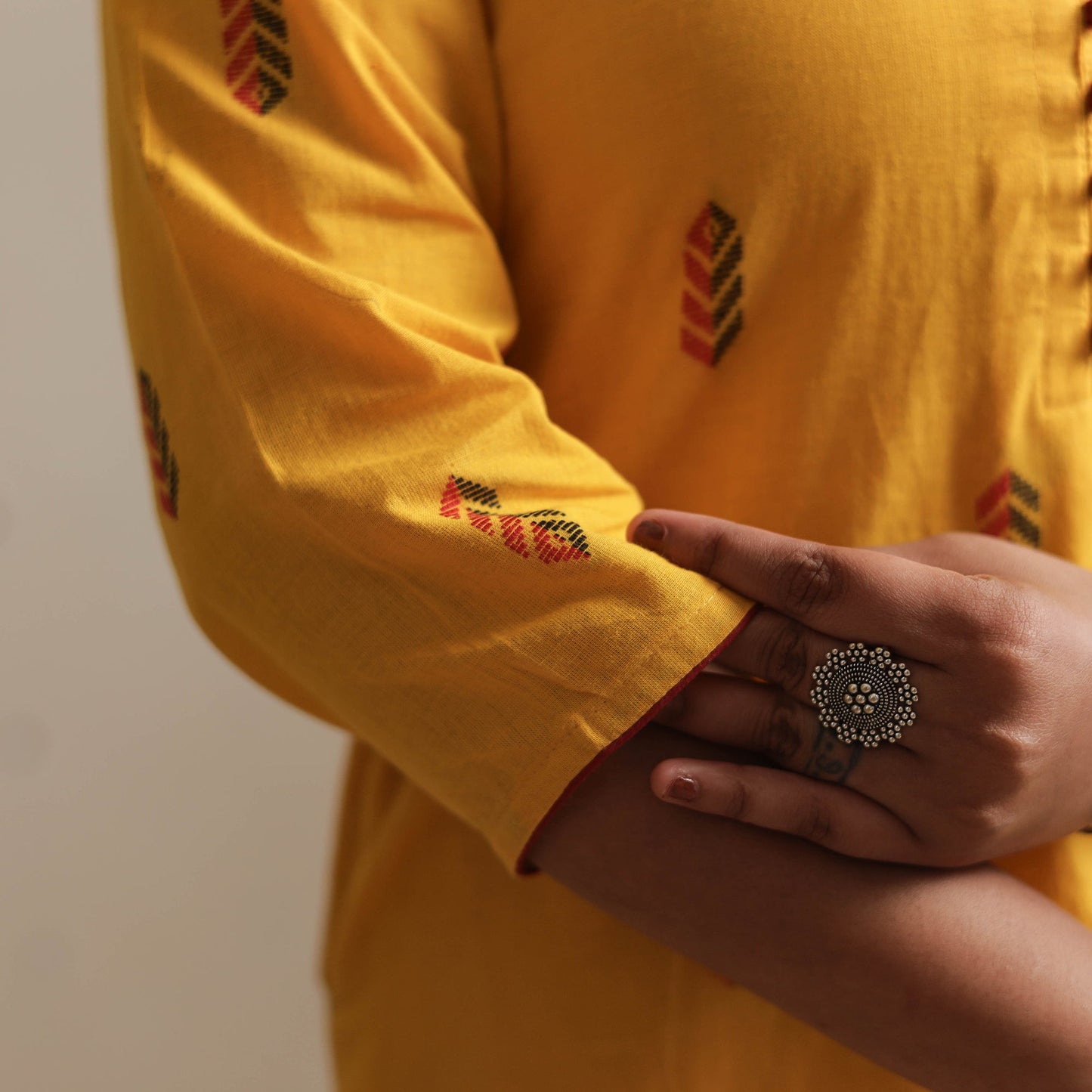 Jacquard Cotton Straight Kurta for Women