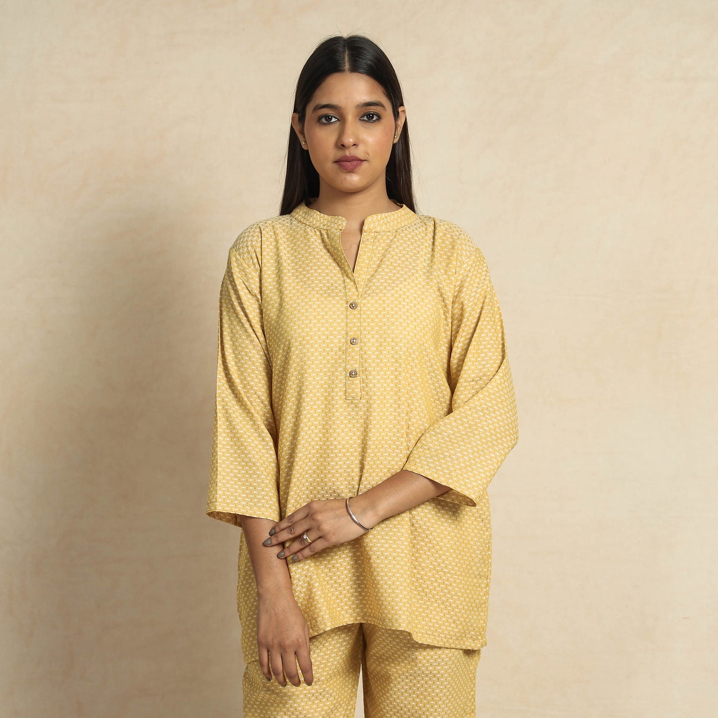 Jacquard Cotton Top & Pyjama Night Suit Set