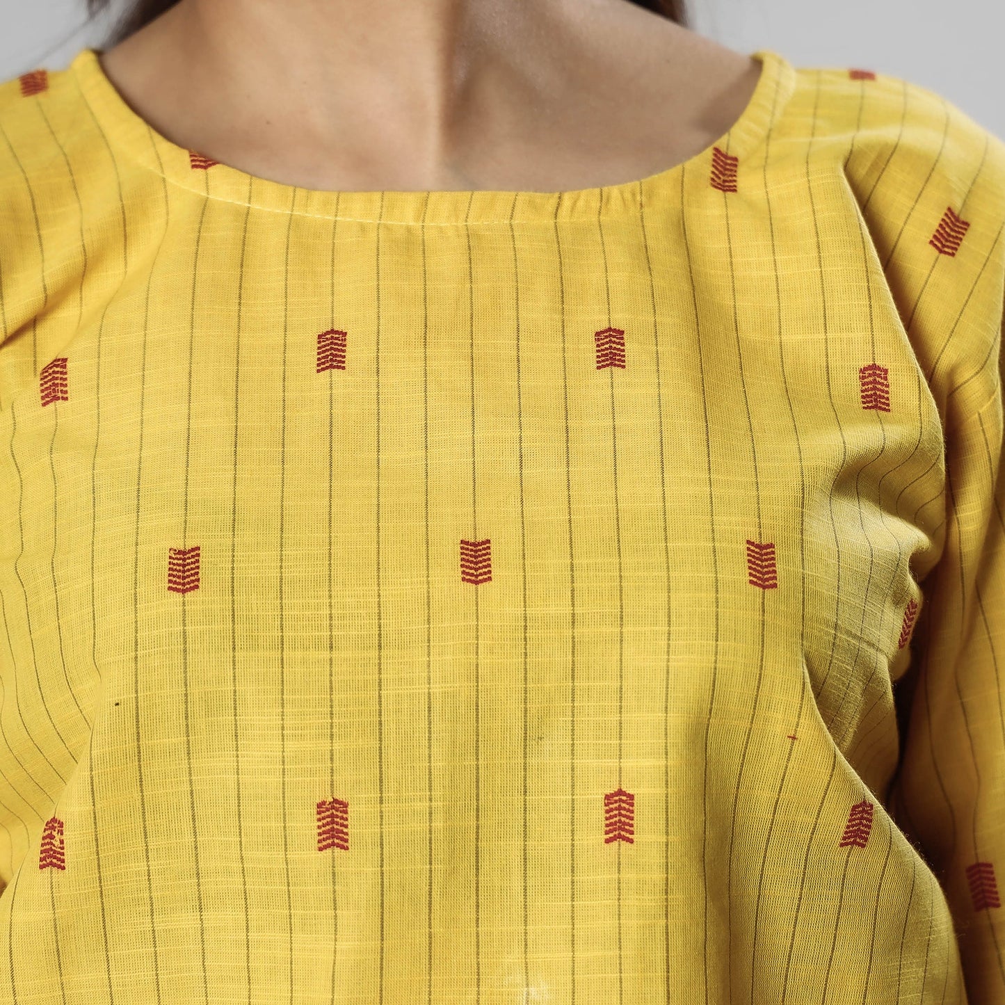 Jacquard Half Sleeve Cotton Crop Top