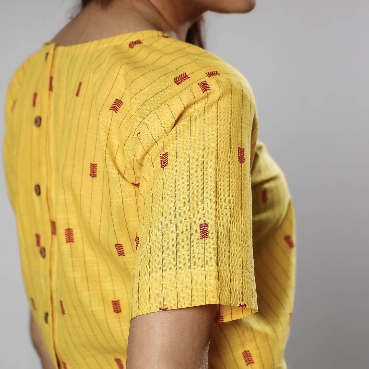 Jacquard Half Sleeve Cotton Crop Top