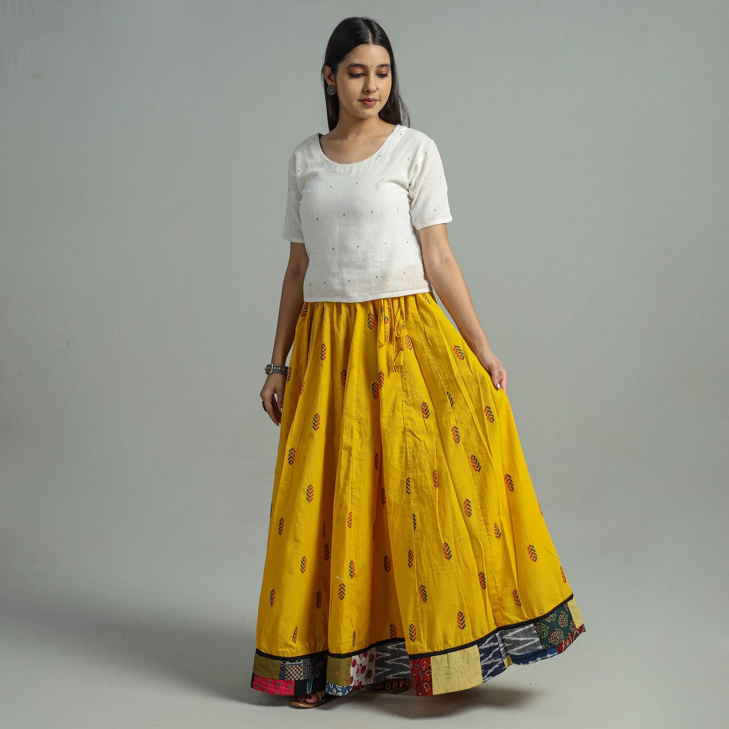 Jacquard Patchwork 24 Kali Cotton Long Skirt 21