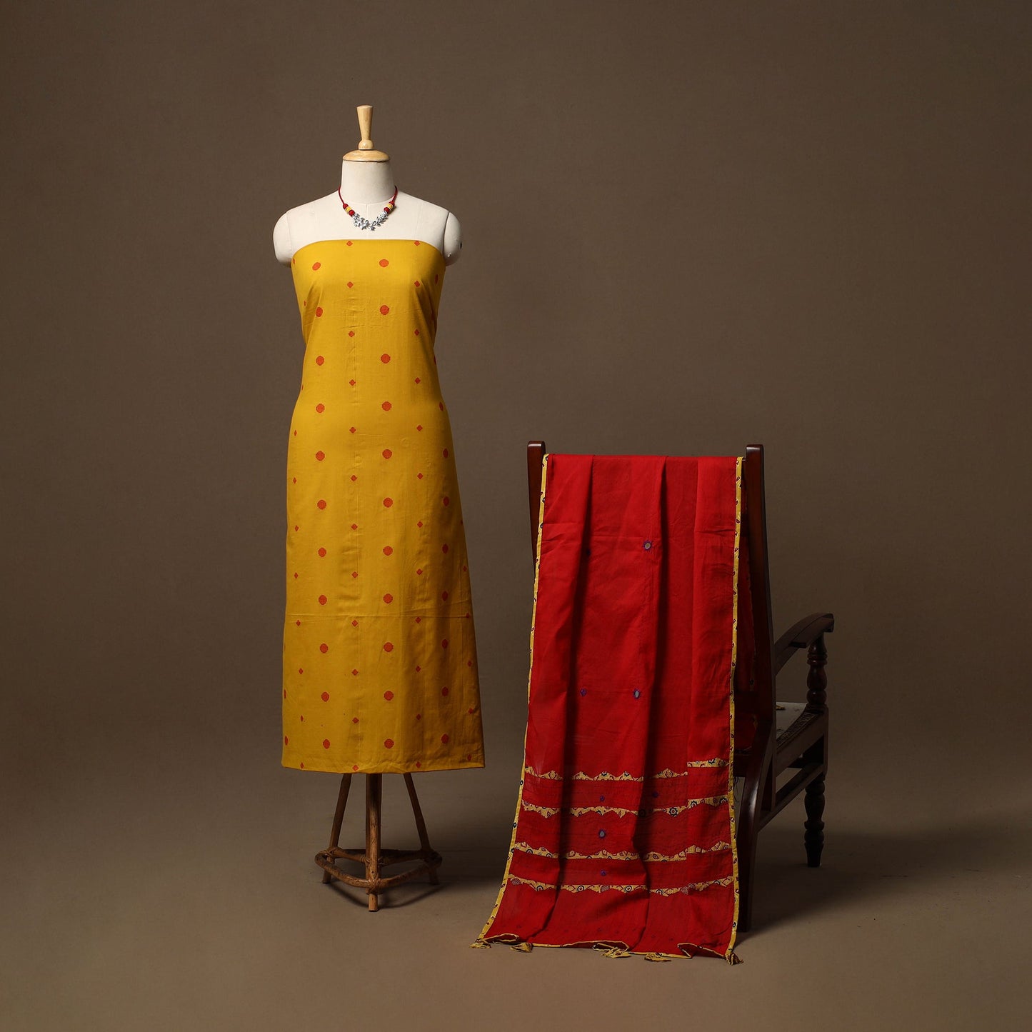Jacquard weave cotton 2pc unstitched dress material