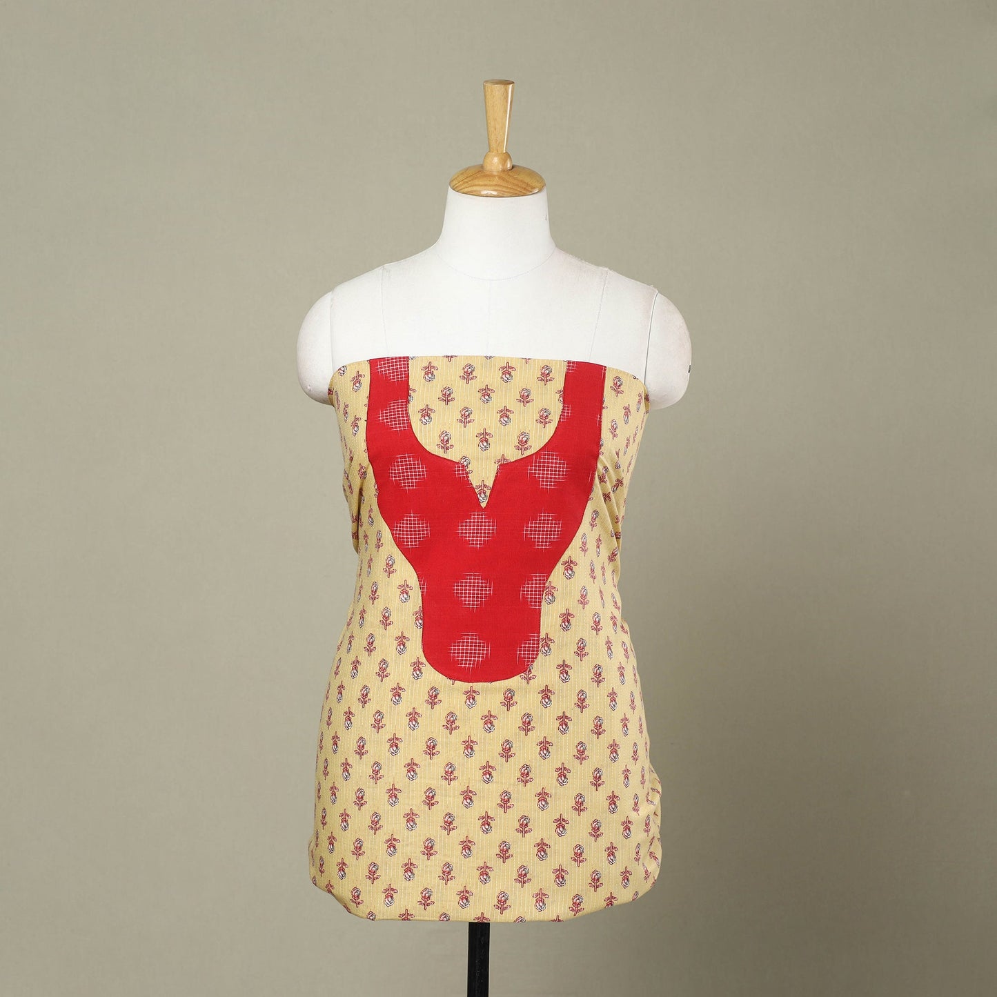 Buy Yellow Jaipur Print Patchwork Cotton Kurta Material