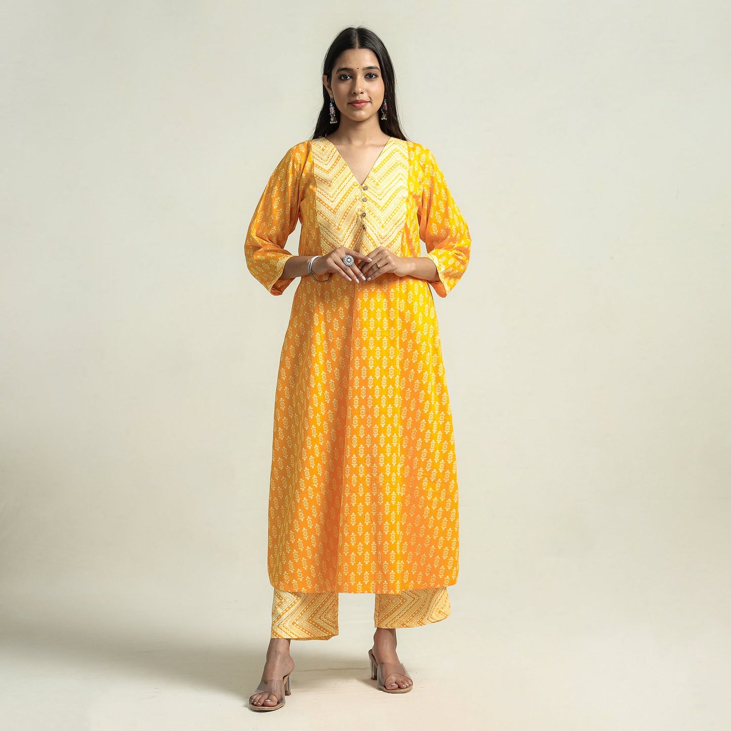 Jaipur Printed Kurta with Palazzo & Dupatta Set