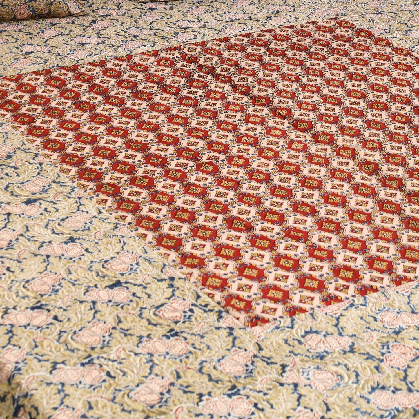 Kalamkari patchwork cotton bedsheet set 34 - handcrafted