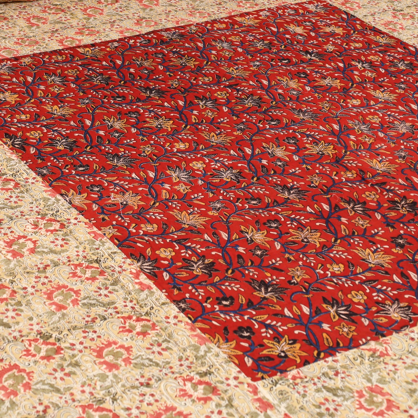 Kalamkari patchwork cotton bedsheet set 47 - handcrafted