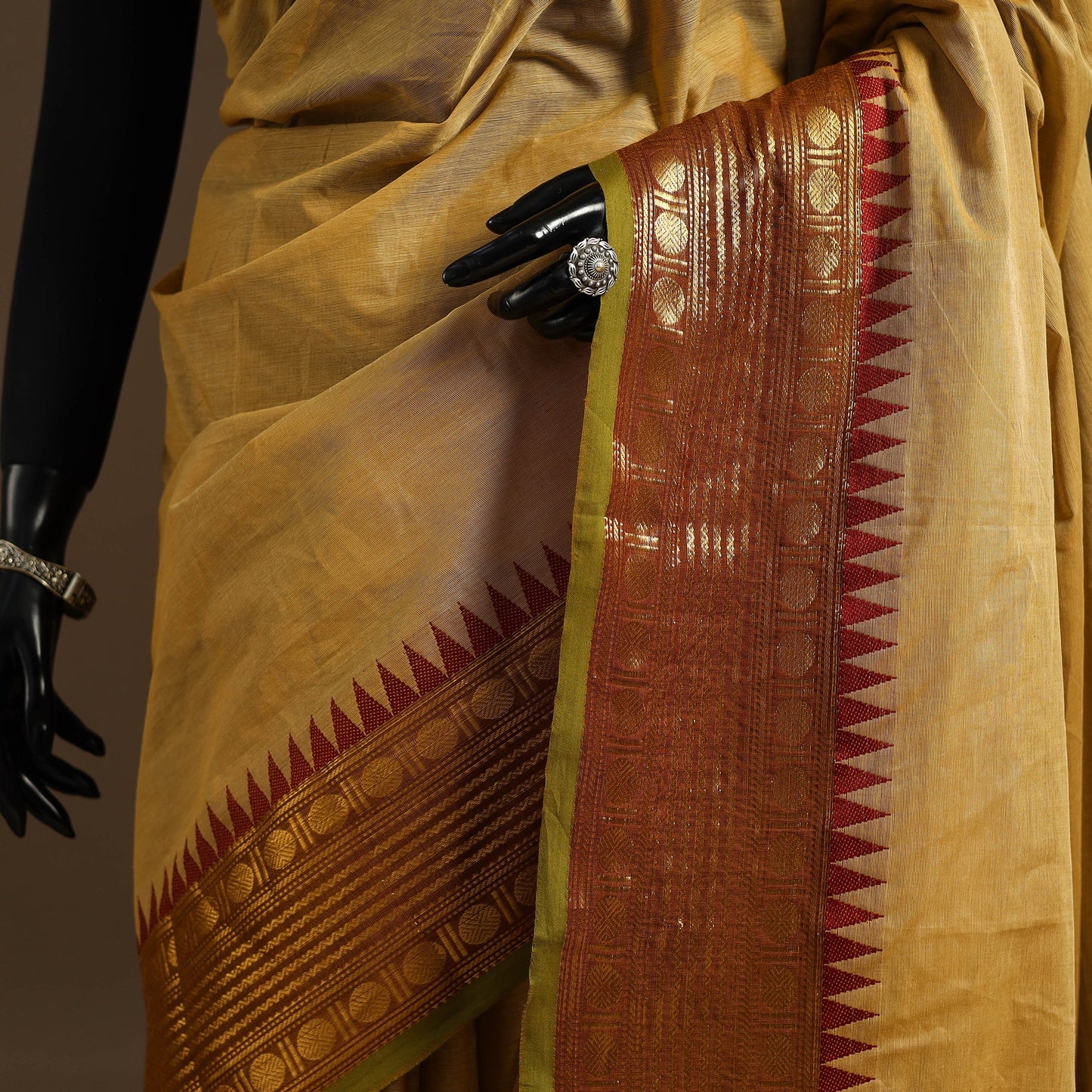 Yellow Kandangi Chettinad Cotton Saree with Border