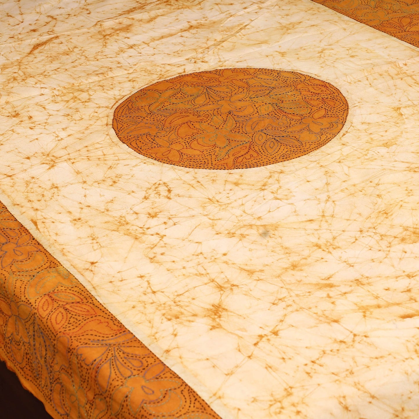 Kantha handwork cotton single hand batik bed sheet 02