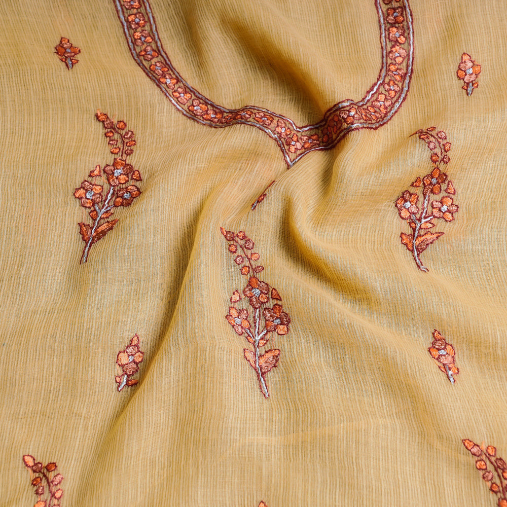 Handloom Kota Doria Kashidakari Hand Embroidery Kurta Material - 2.6 M Online at iTokri.com