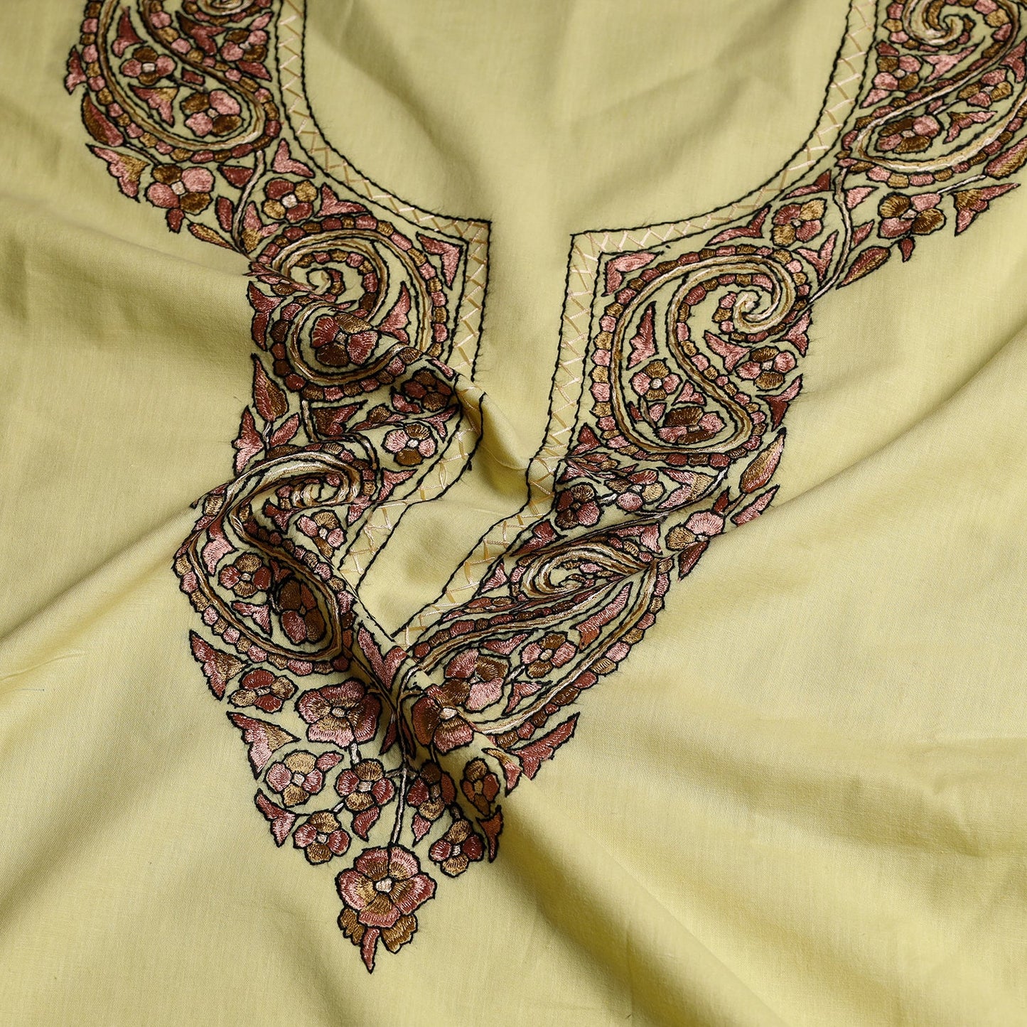 Kashidakari Hand Embroidery Pure Cotton Kurta Material