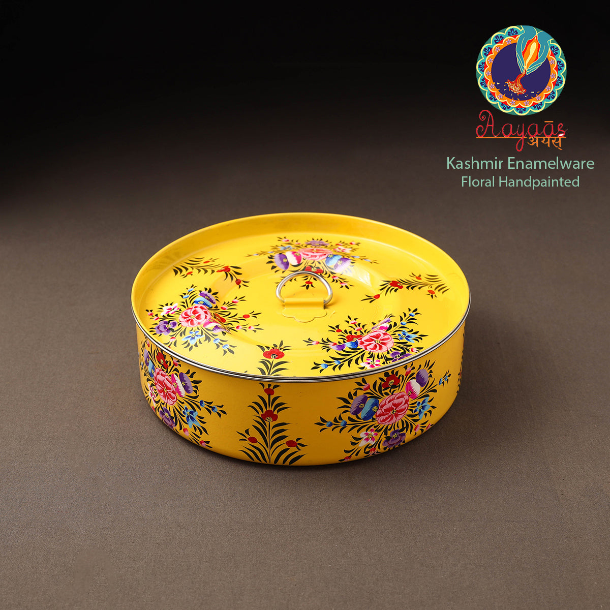 Kashmir enamelware floral handpainted stainless steel