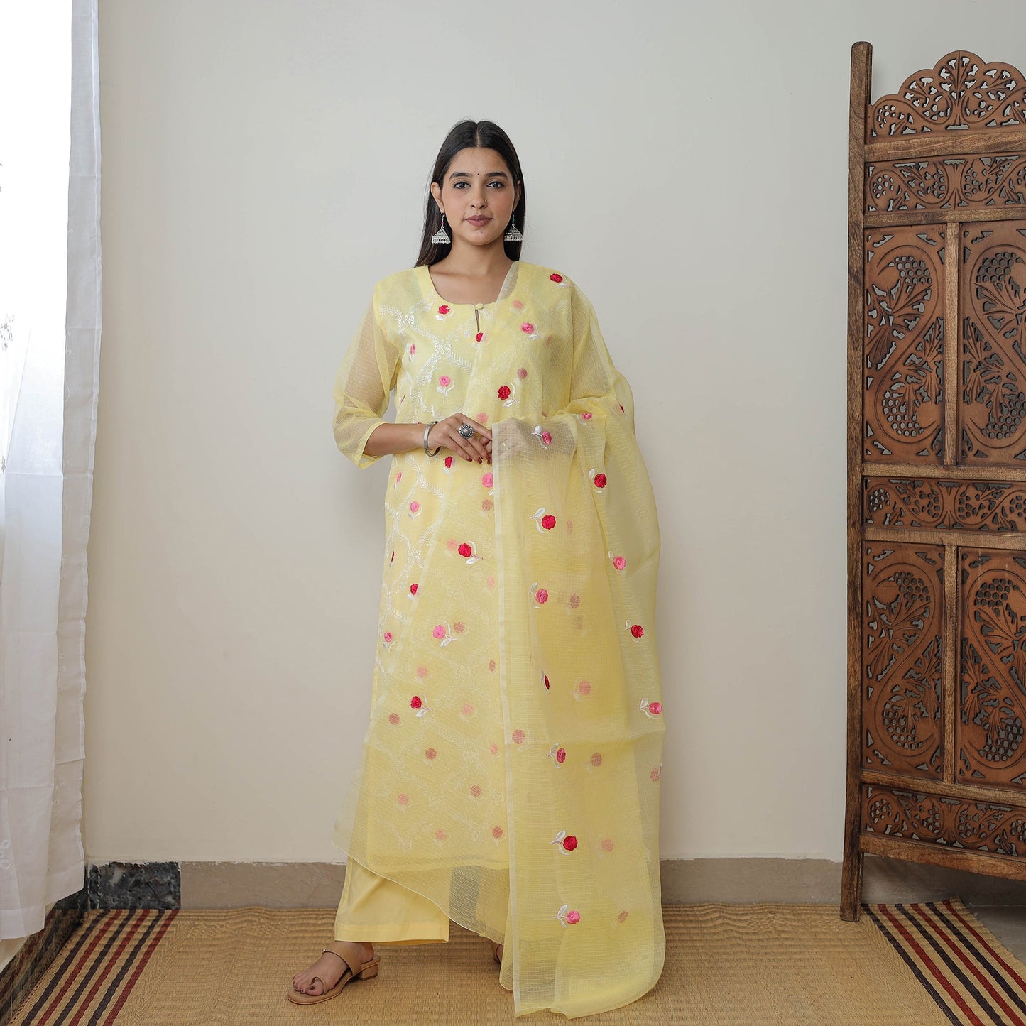 Kota Doria Embroidered Suit Set – Buy Online