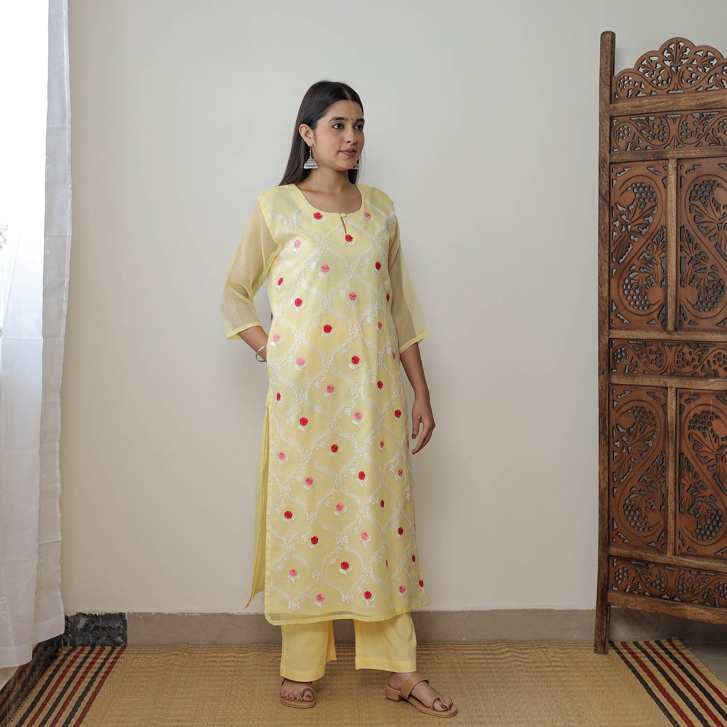 Kota Doria Embroidered Suit Set – Buy Online