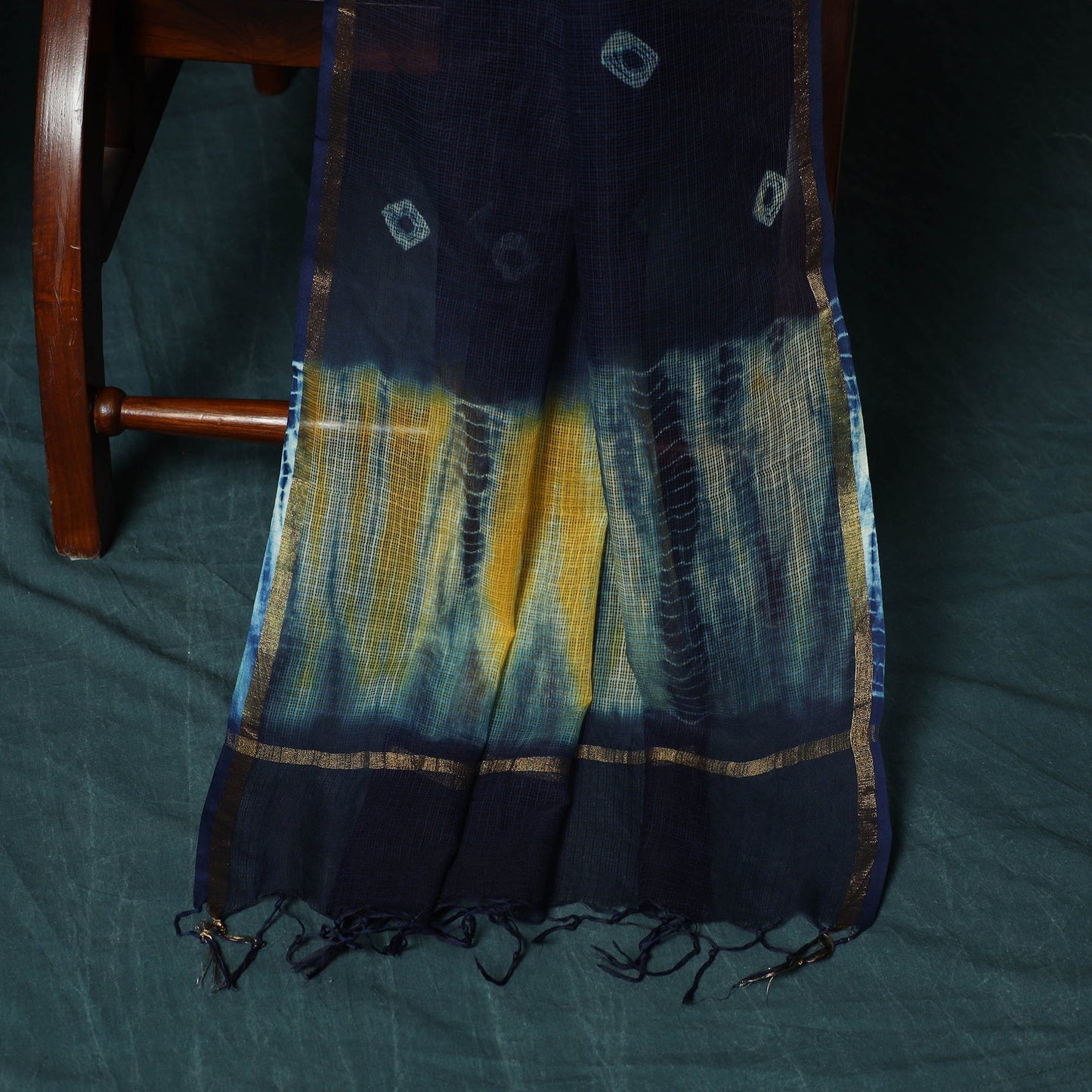 Kota doria cotton shibori tie-dye 3pc unstitched dress