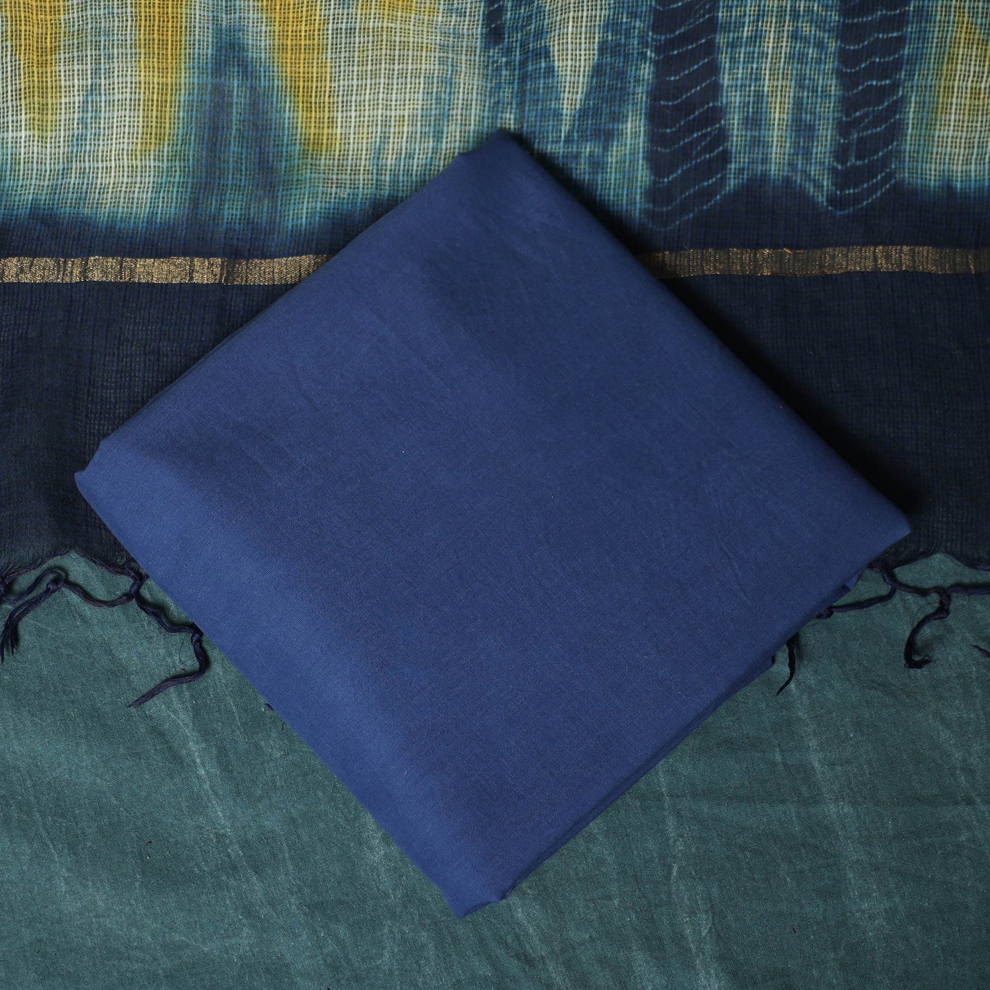 Kota doria cotton shibori tie-dye 3pc unstitched dress