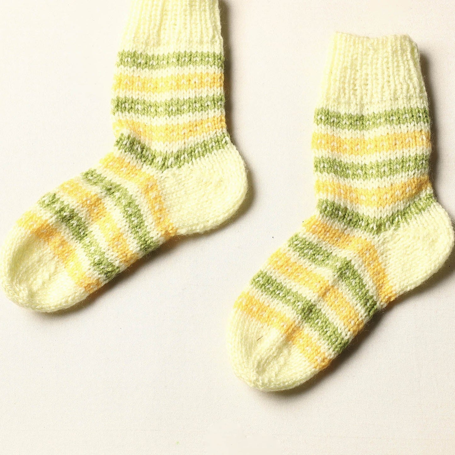 yellow Kumaun Hand Knitted Woolen Socks - Kids
