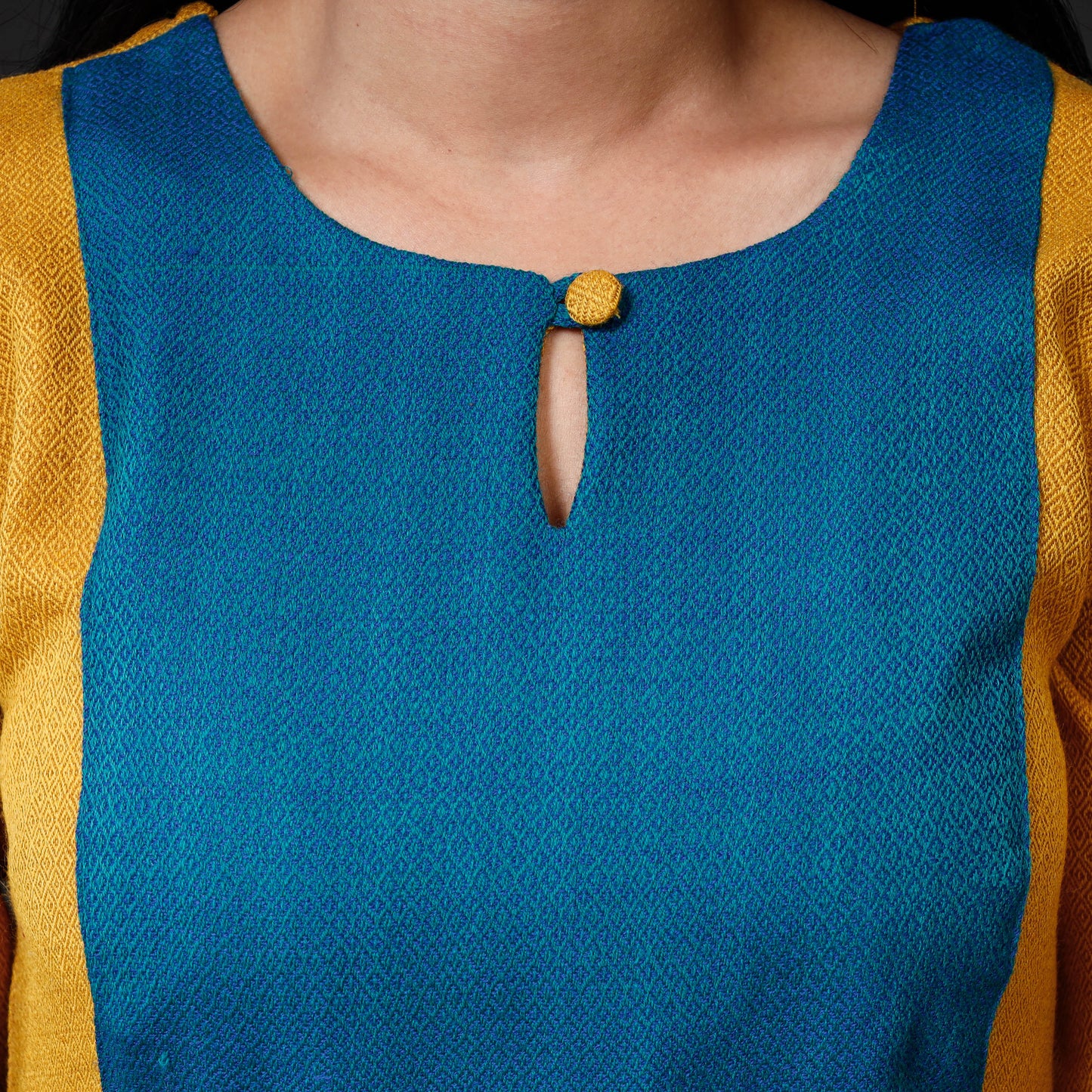 Yellow Kumaun Handwoven Merino Woolen Long Kurti
