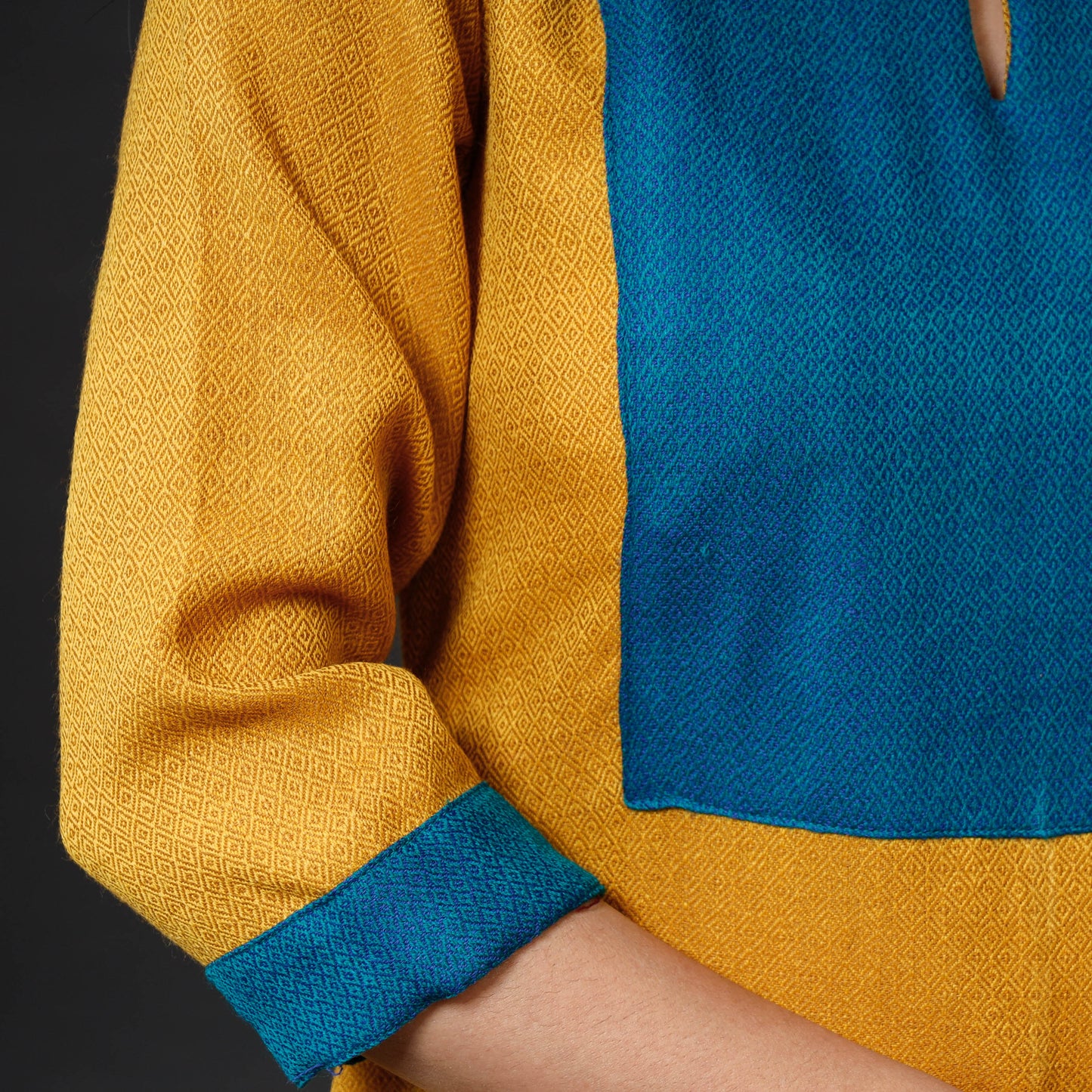 Yellow Kumaun Handwoven Merino Woolen Long Kurti