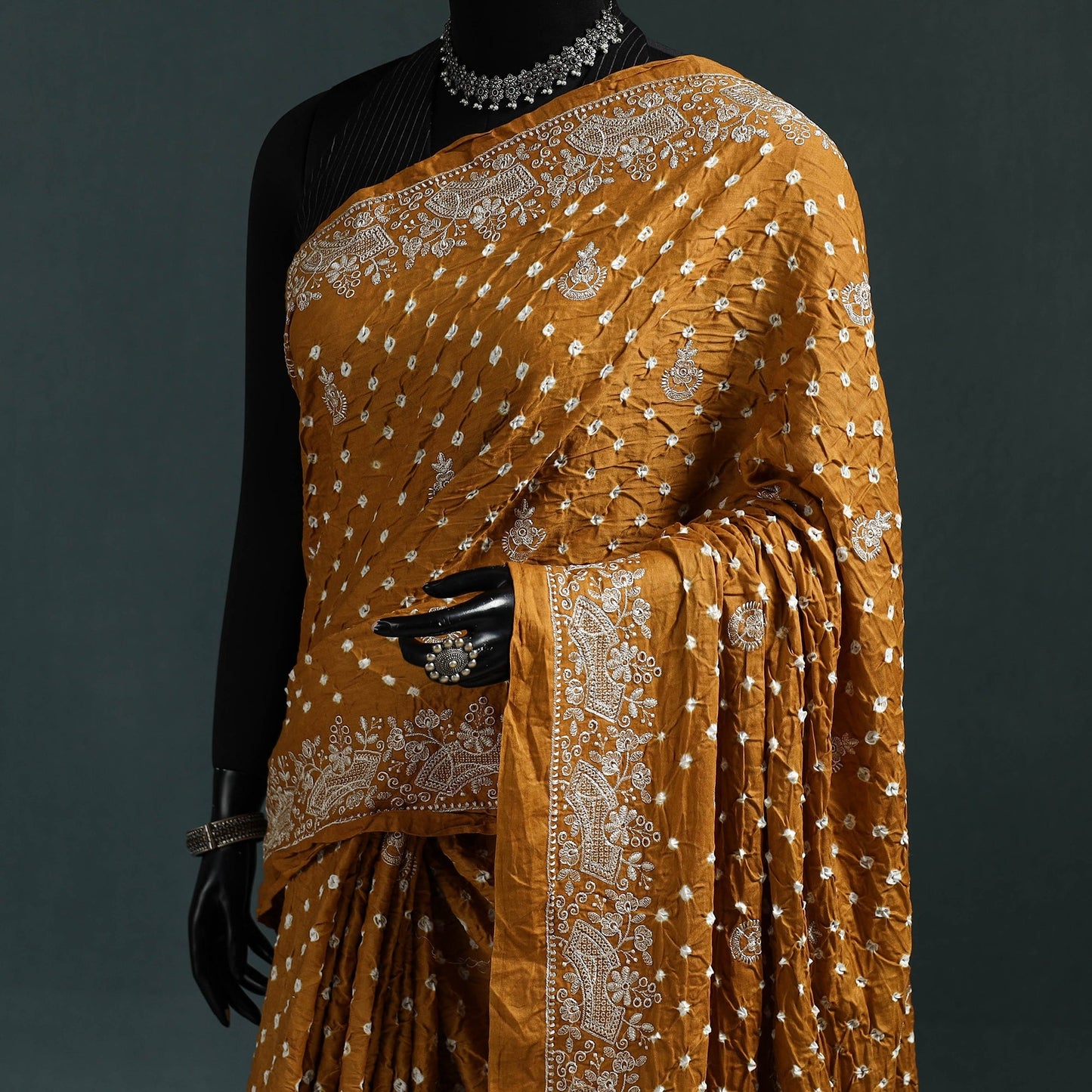 Kutch bandhani tie-dye cotton saree 24 - handcrafted