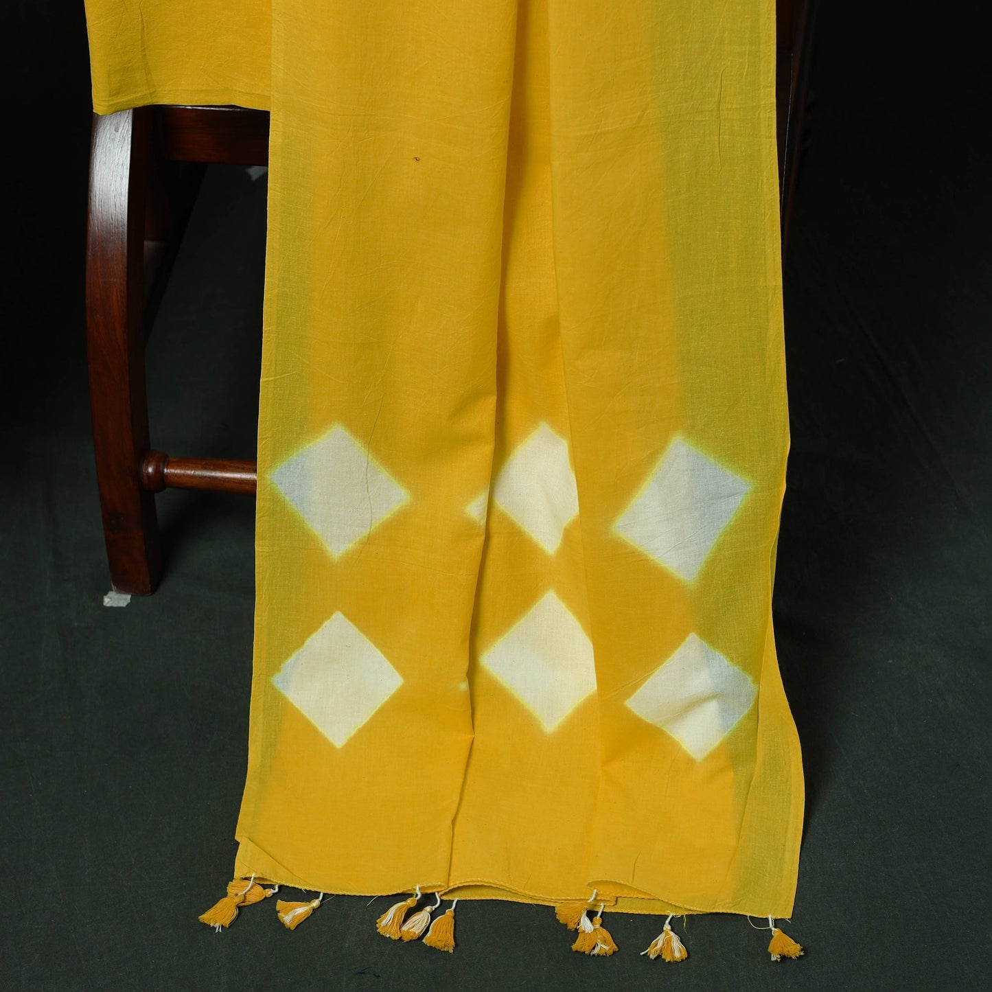 Kutch hand embroidered mirror work clamp dyed cotton