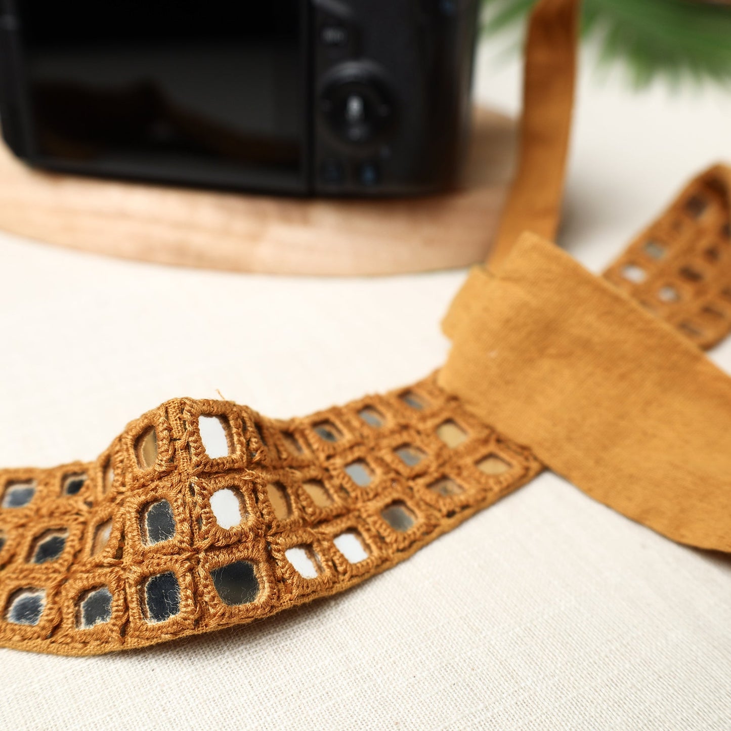 Mirror Work Kutchi Embroidery Fabric Camera Belt