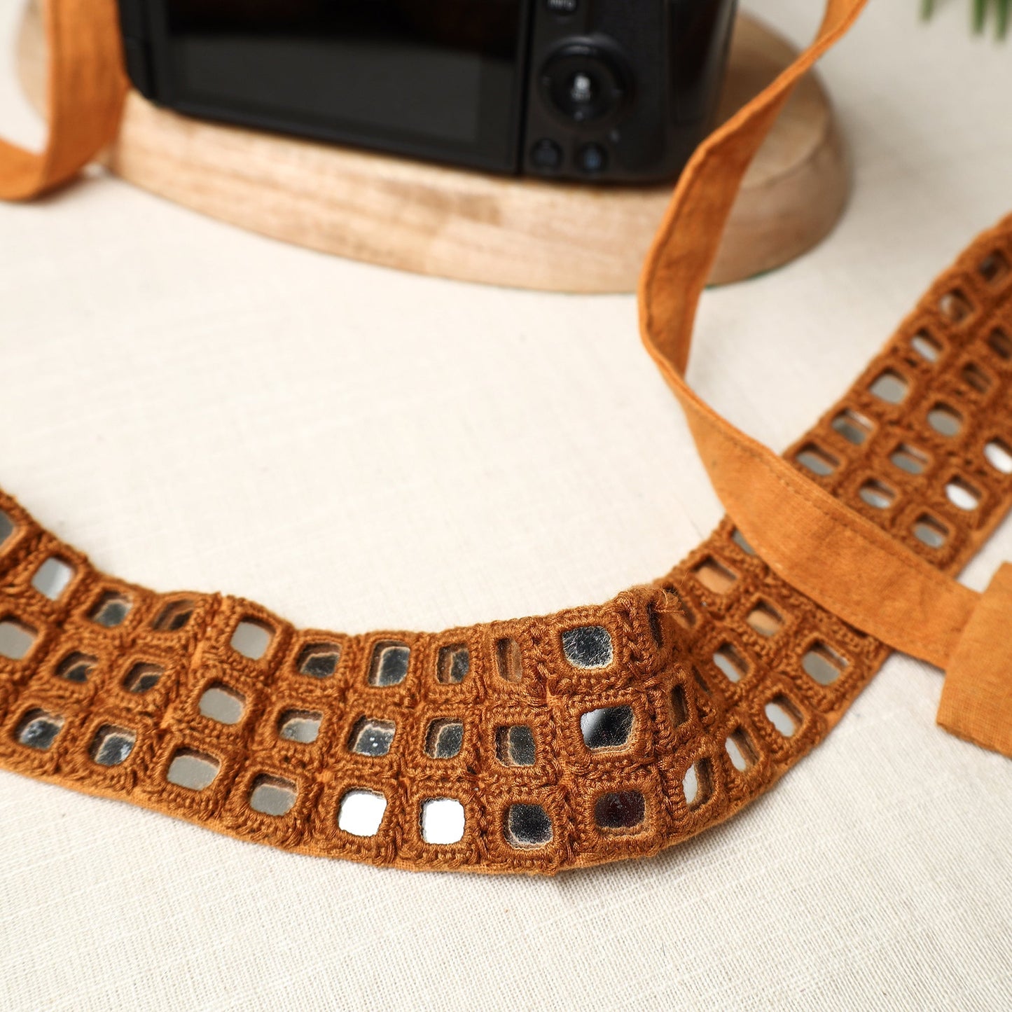 Mirror Work Kutch Embroidery Fabric Camera Belt