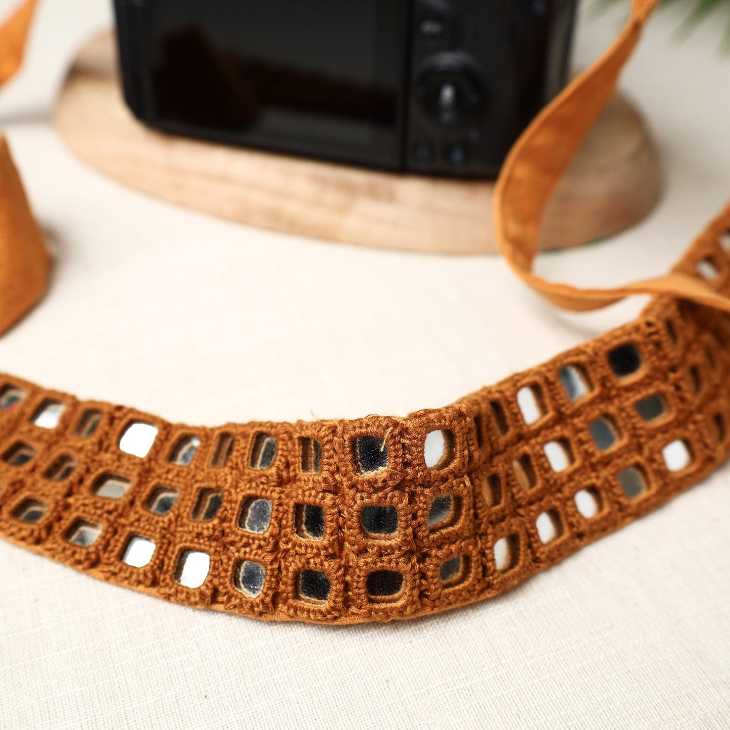 Mirror Work Kutchi Embroidery Fabric Camera Belt