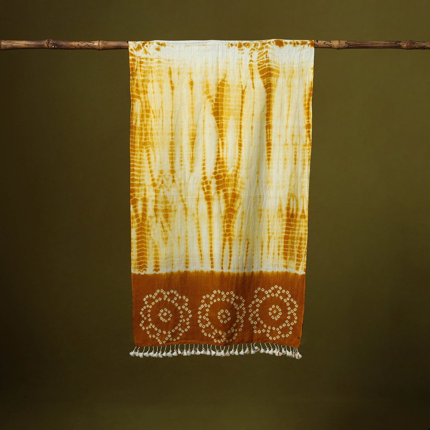 Kutch handwoven merino wool shibori & bandhani stole 51