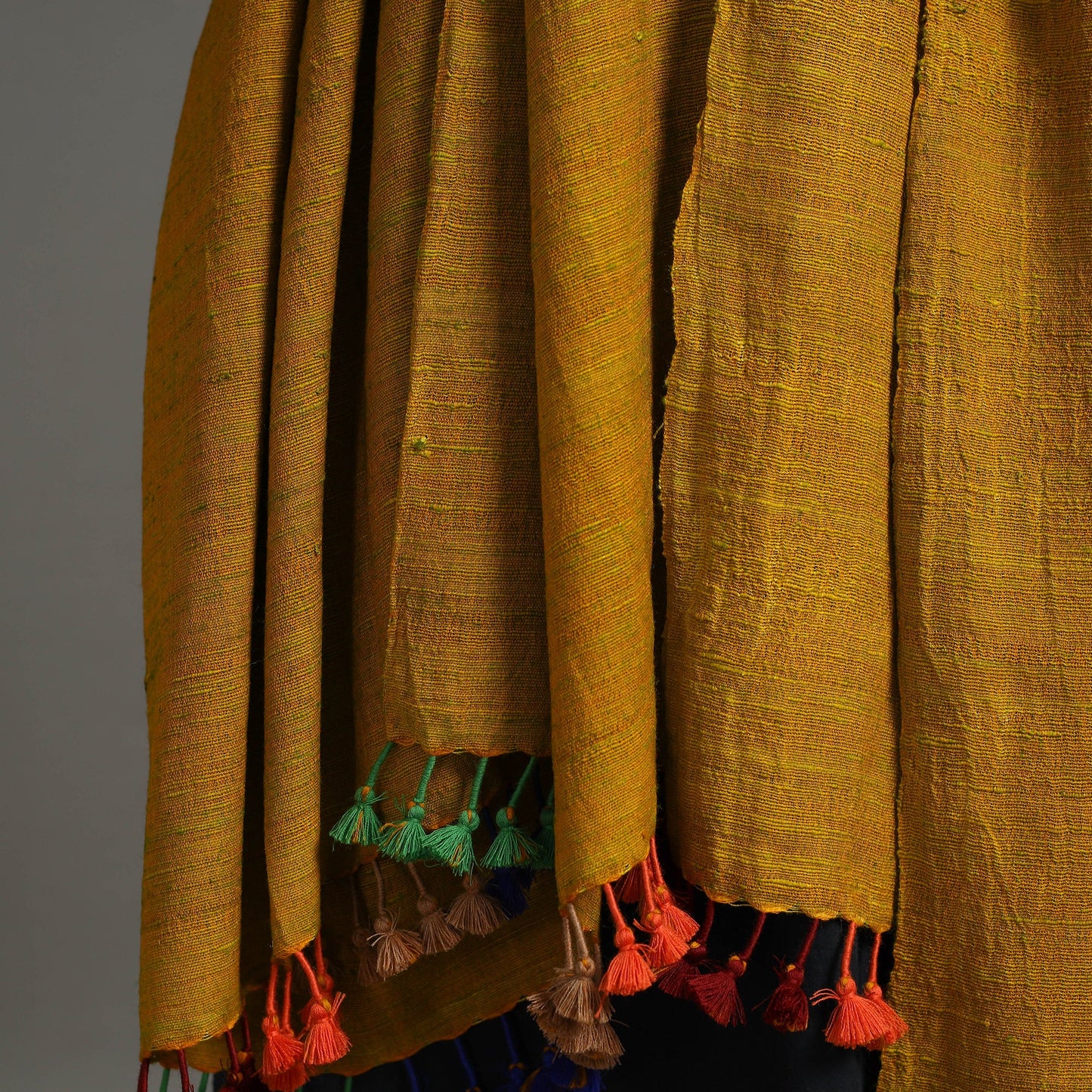 Yellow - Kutch Handwoven Silk x Woolen Shawl 29