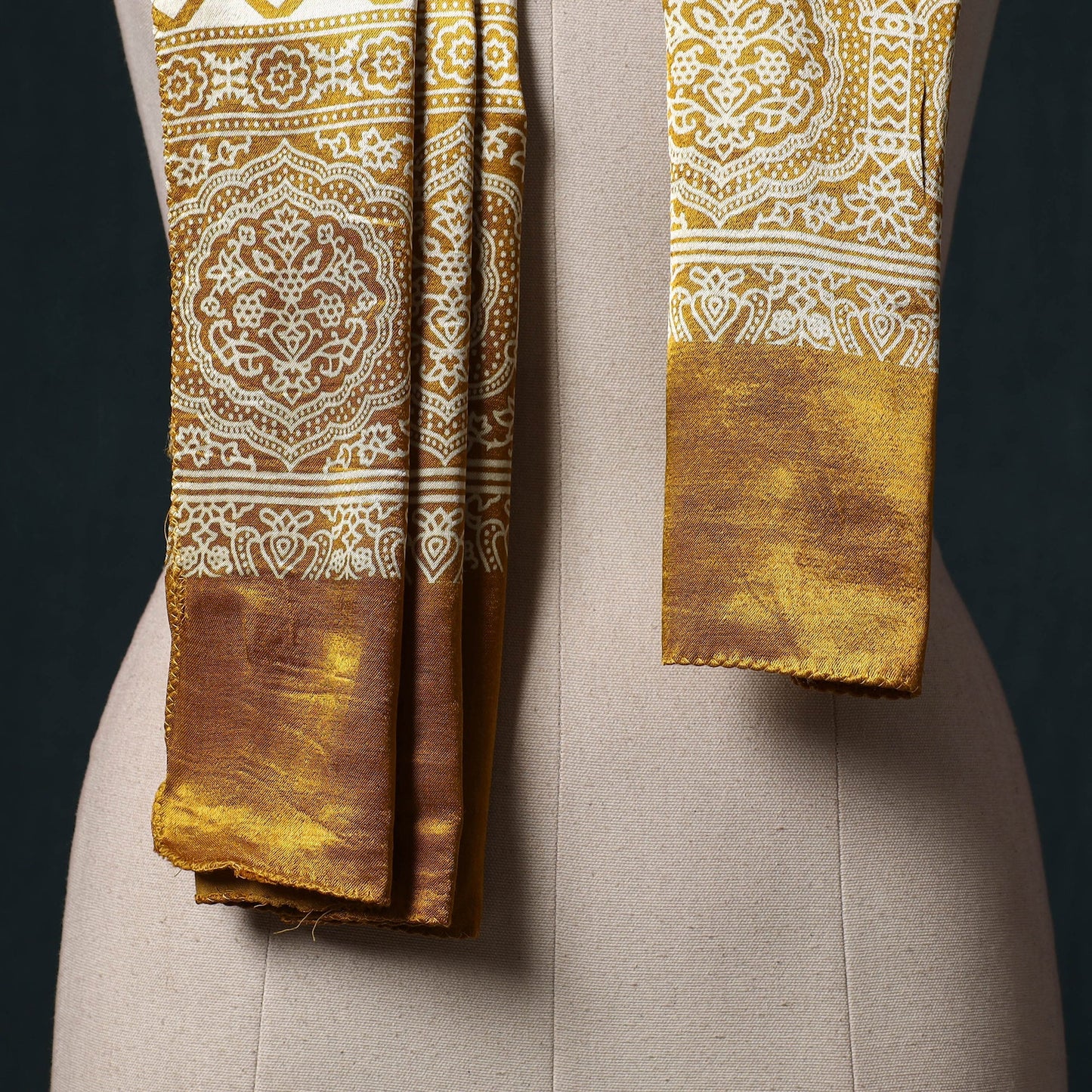 Kutch printed mashru silk stole 29 - handcrafted