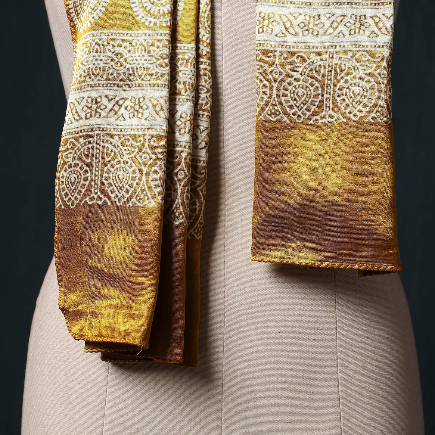 Kutch printed mashru silk stole 34 - handcrafted