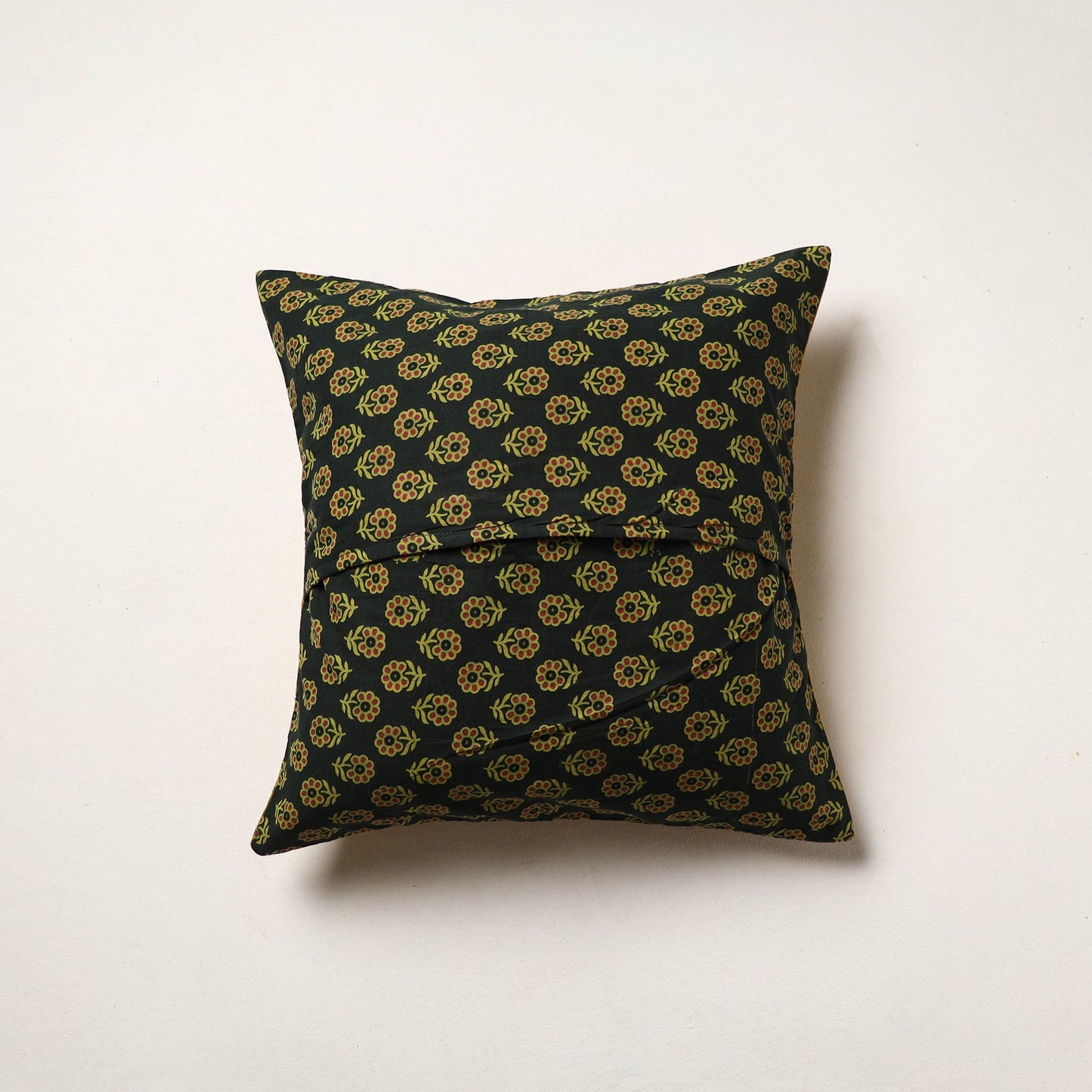 Yellow - kutch tagai work mashru silk patchwork cushion