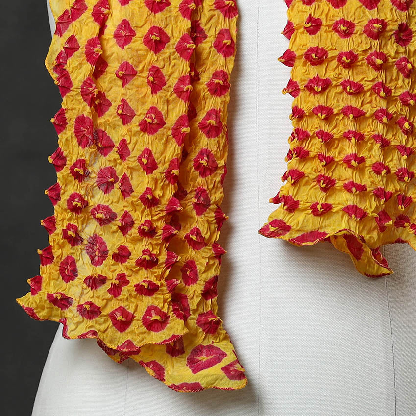 Yellow Kutch Tie-Dye Cotton Bandhani Stole Online