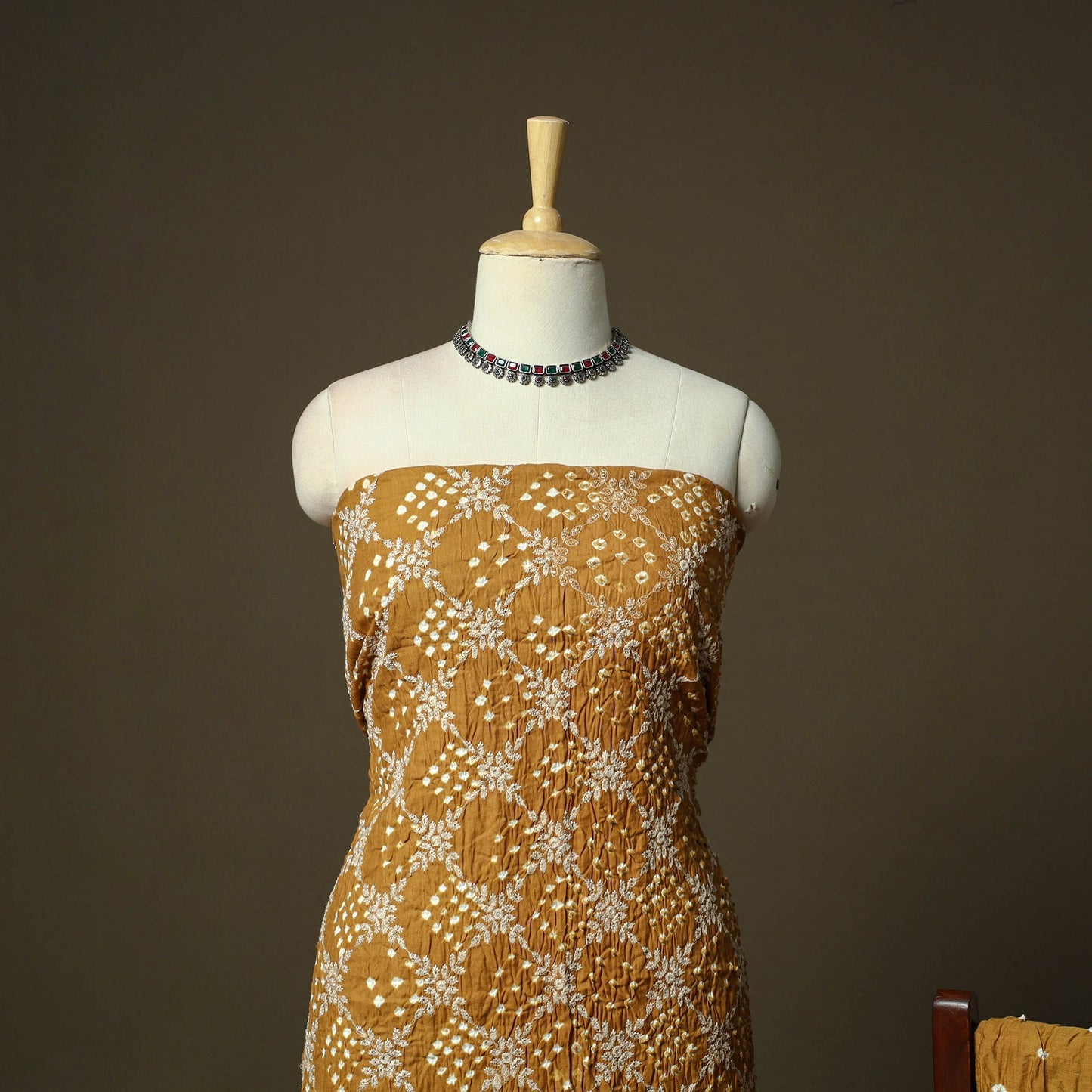Kutch tie-dye satin cotton bandhani 3pc unstitched dress
