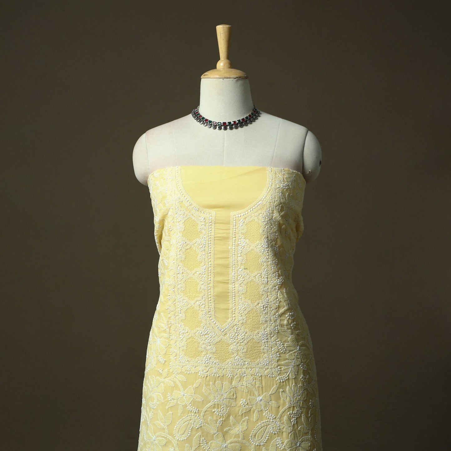 Lucknowi hand embroidered cotton chikankari 3pc unstitched