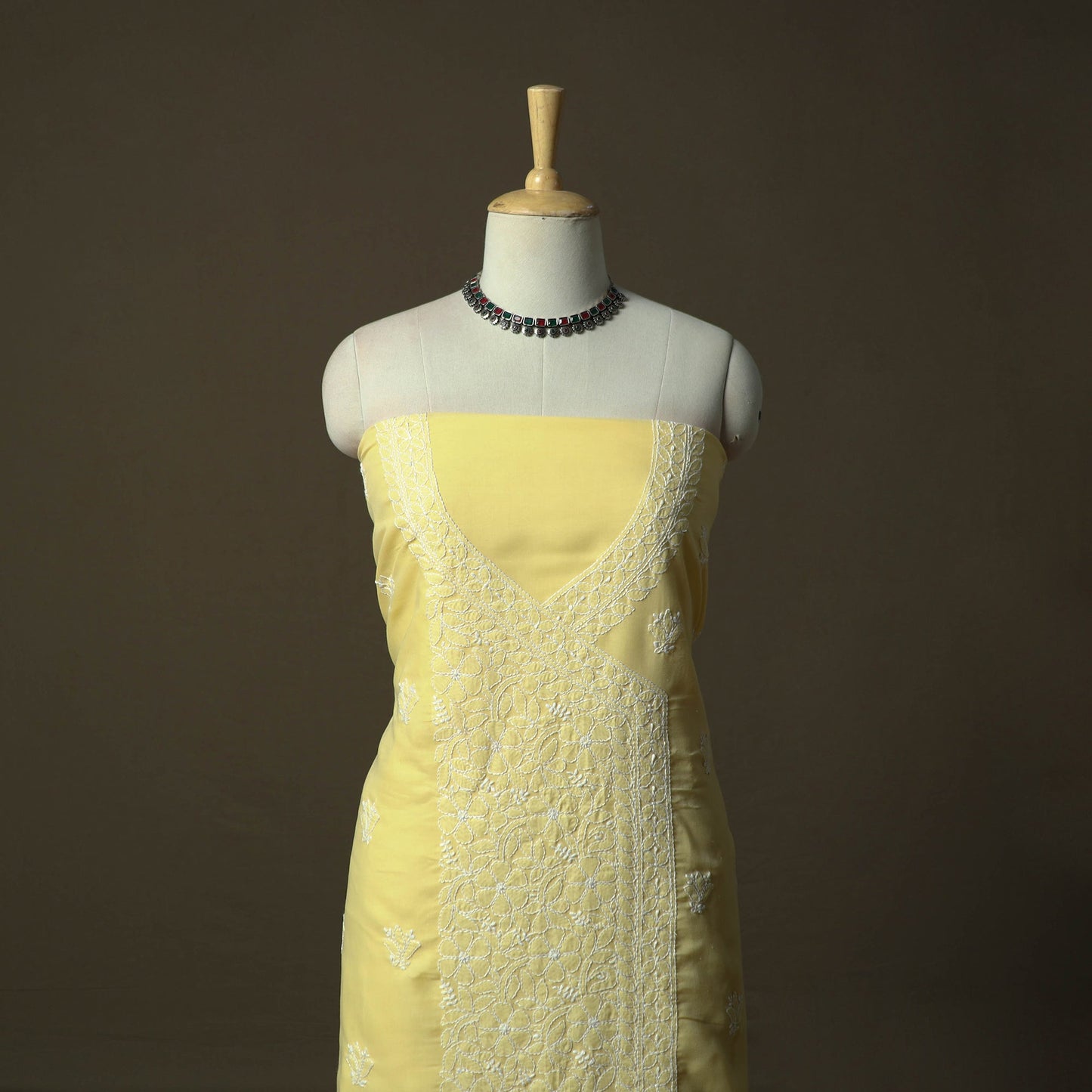 Yellow - lucknowi hand embroidered cotton chikankari 3pc