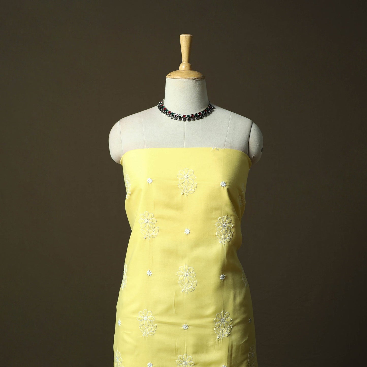 Yellow - lucknowi hand embroidered cotton chikankari 3pc