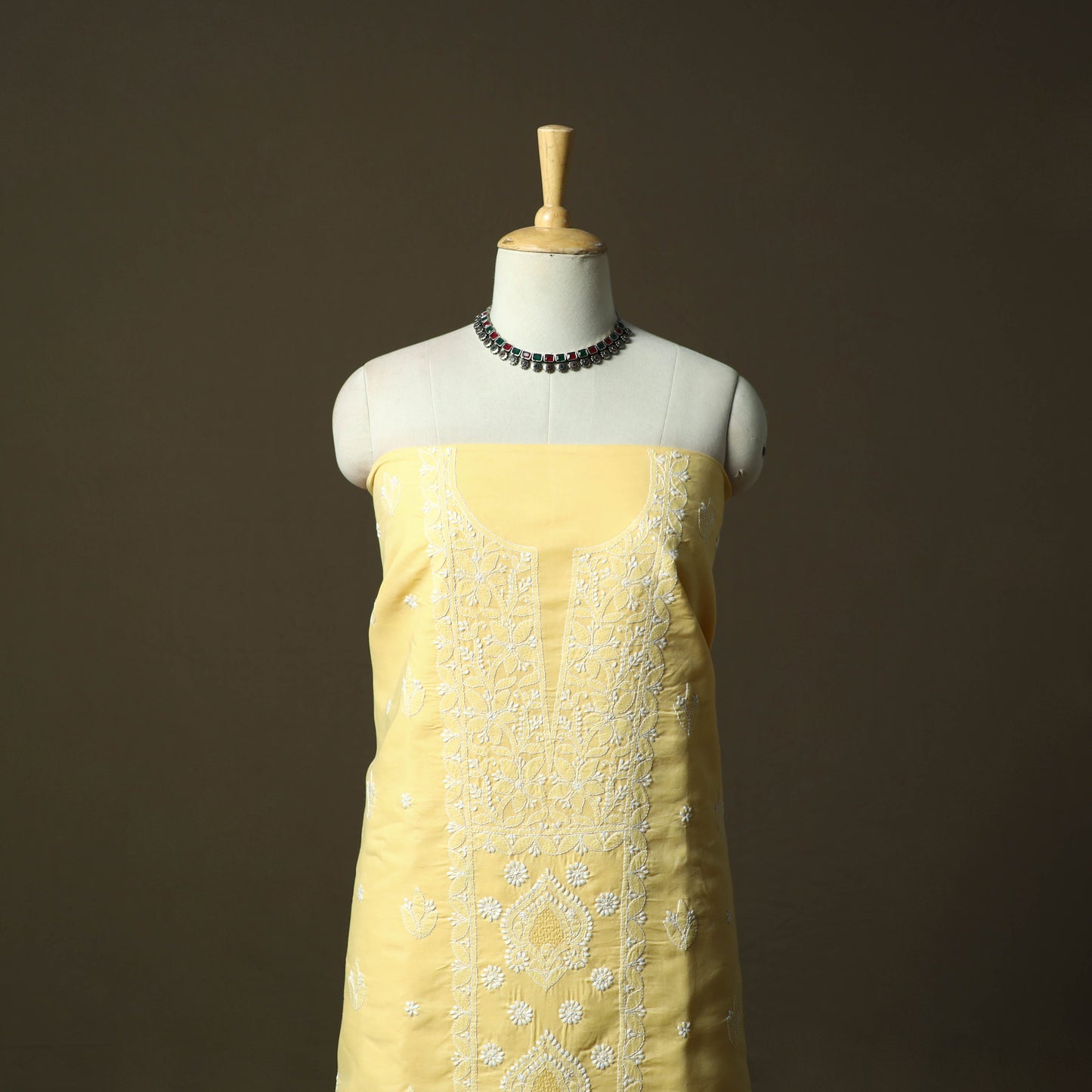 Yellow - lucknowi hand embroidered cotton chikankari 3pc