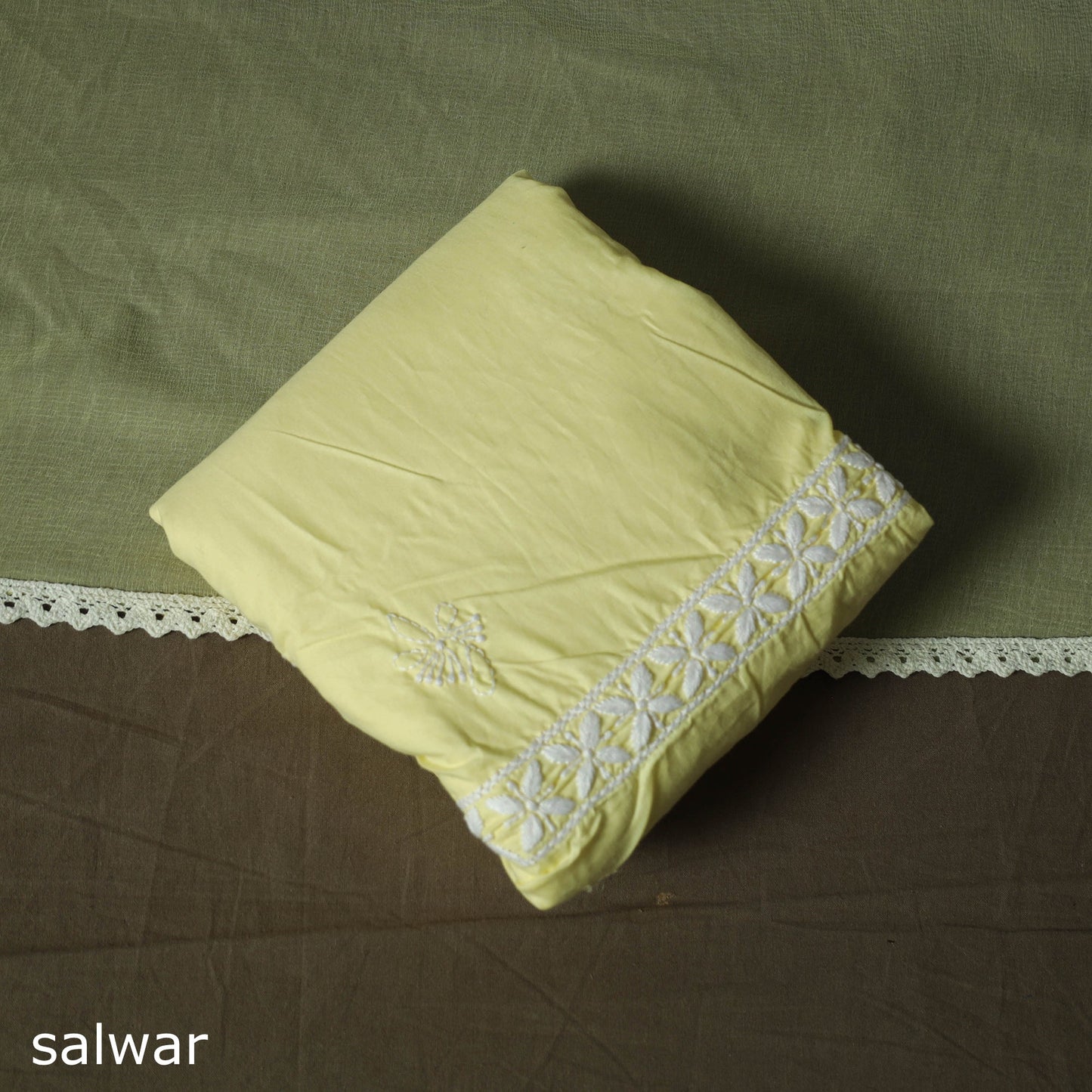 Lucknowi hand embroidered cotton chikankari 3pc unstitched