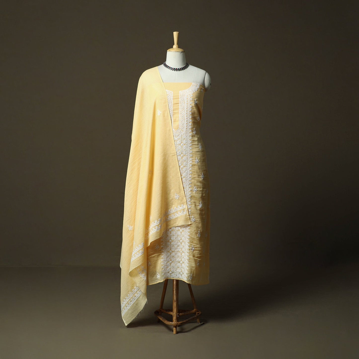 Lucknowi hand embroidered kota doria cotton chikankari 2pc