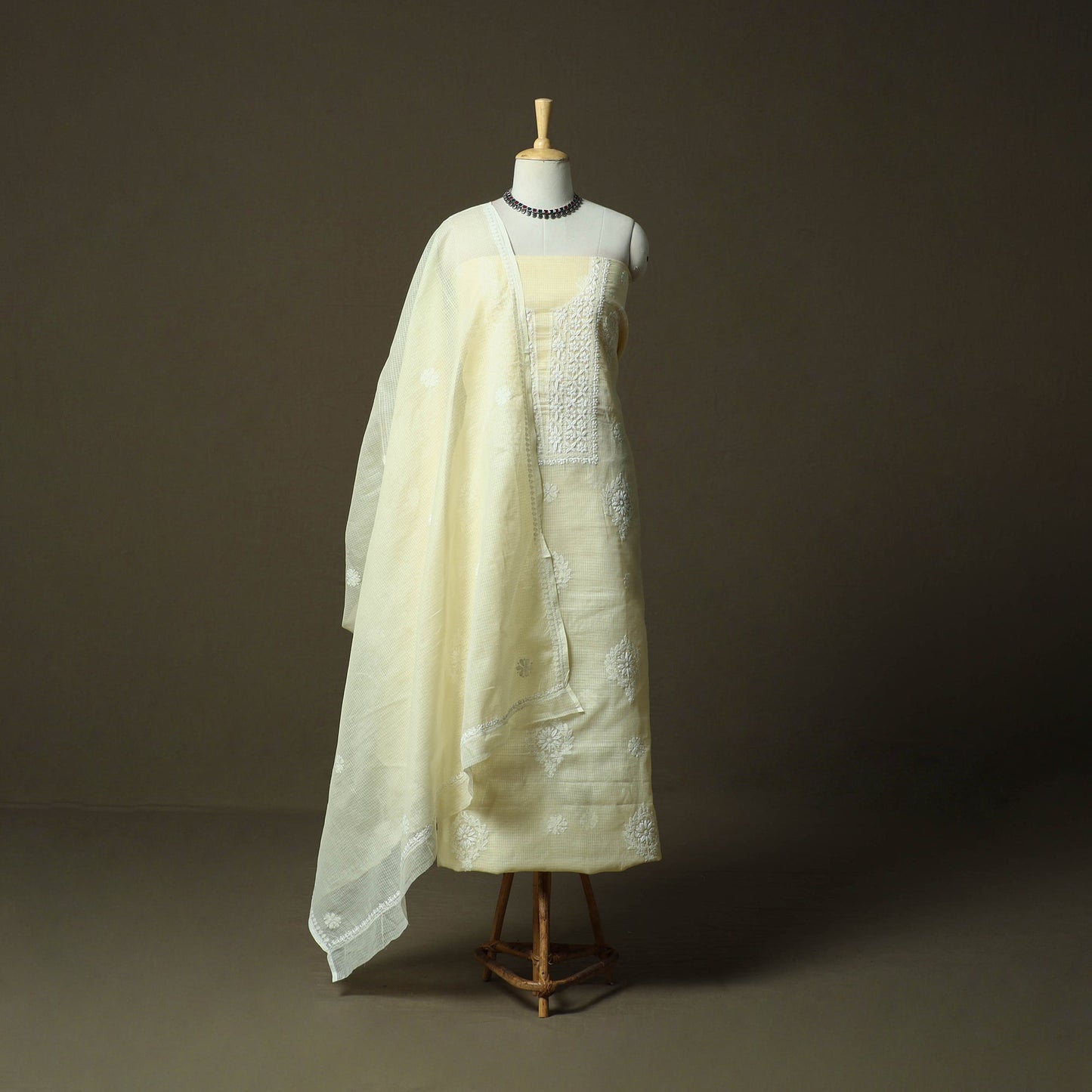 Lucknowi hand embroidered kota doria cotton chikankari 2pc