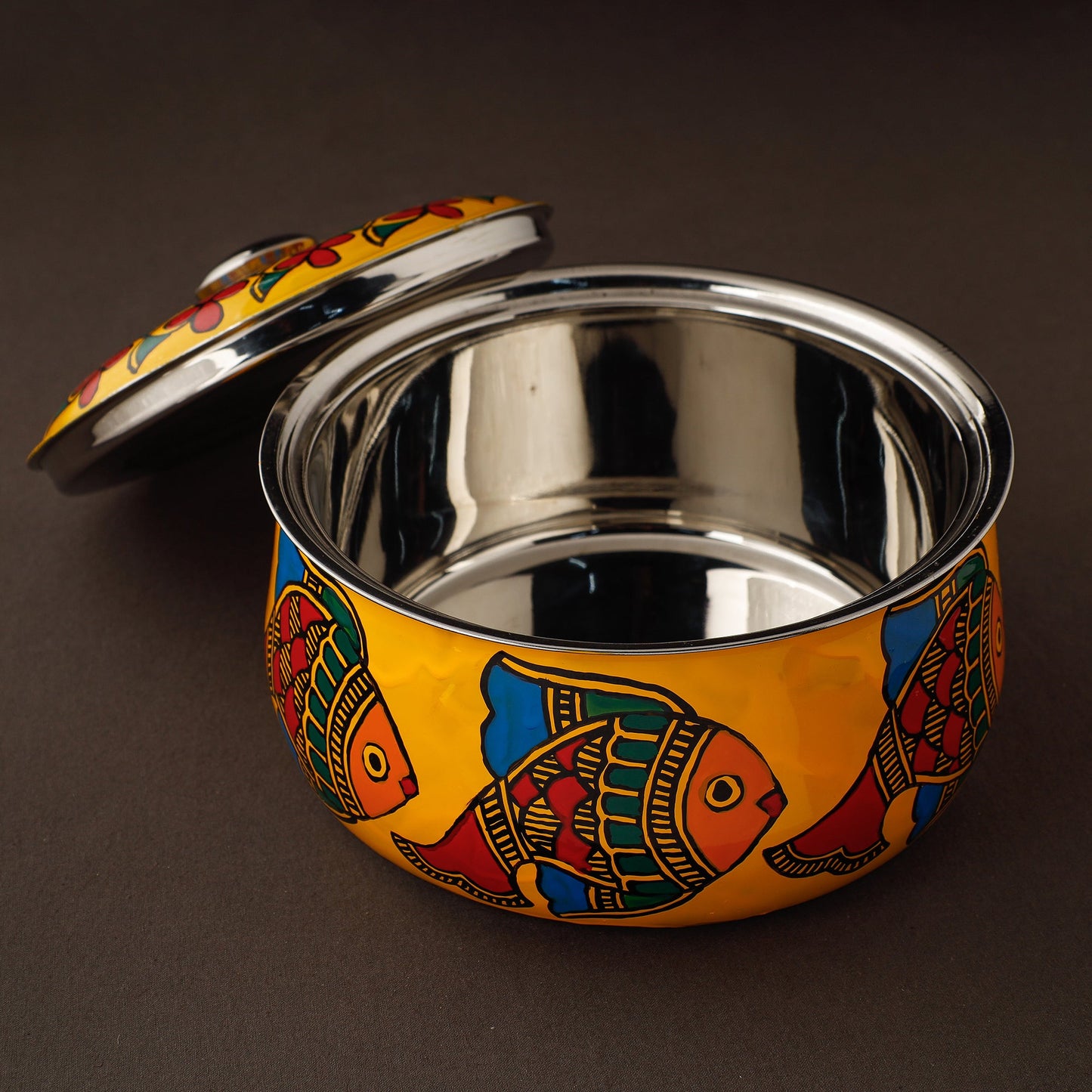 Madhubani Handpainted Stainless Steel Casserole