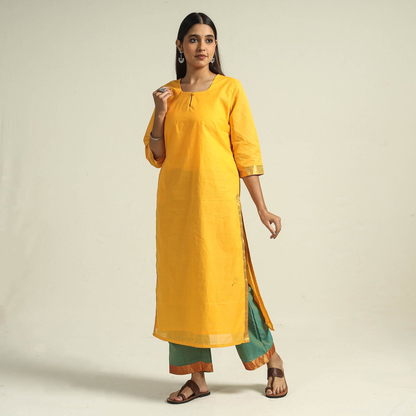 Mangalagiri Kurta with Palazzo & Dupatta Set