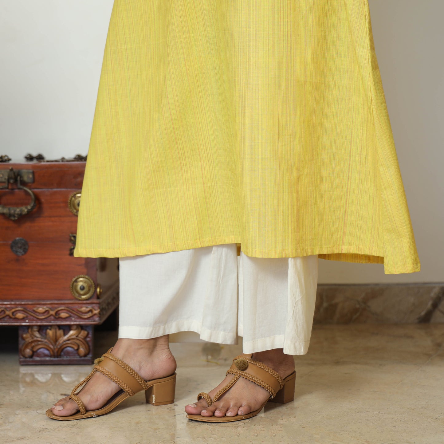 Mangalagiri Handloom Cotton A-Line Kurta with Mashru Patchwork 03 Online at iTokri.com
