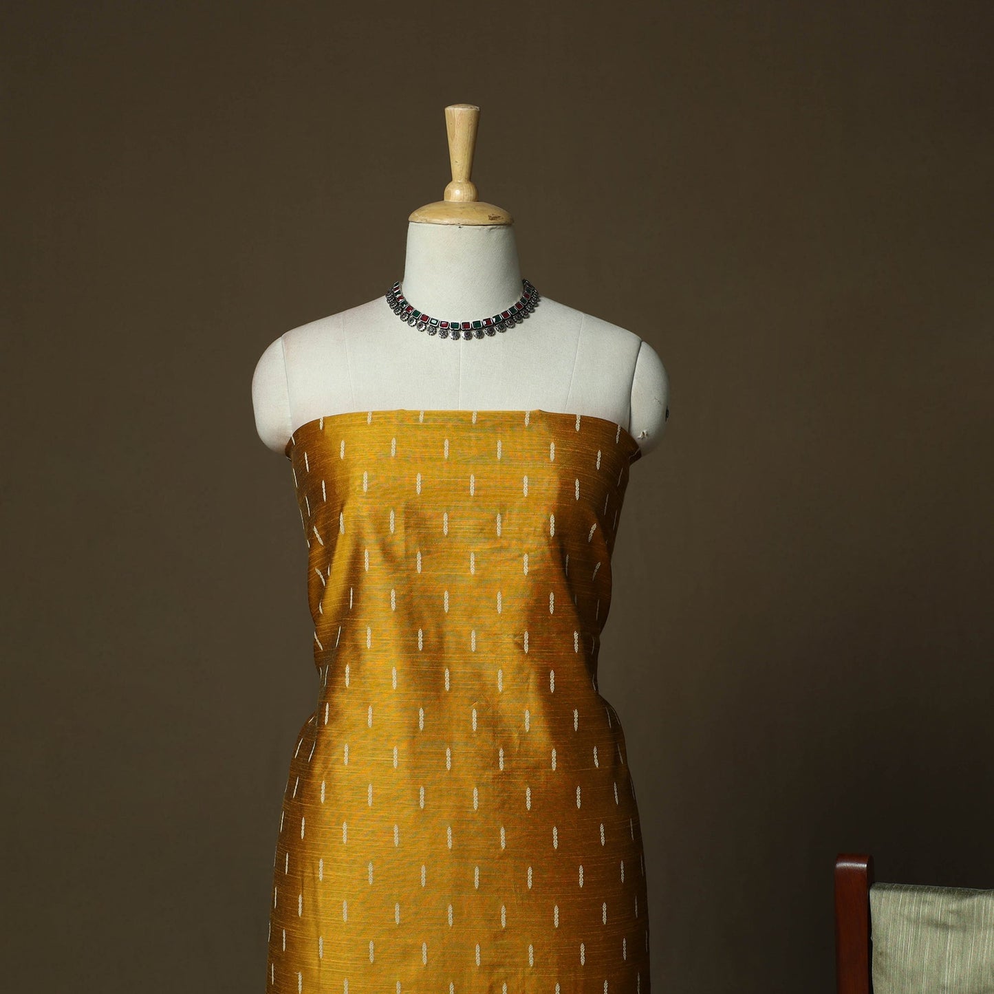 Mangalagiri silk cotton thread work 3pc unstitched dress