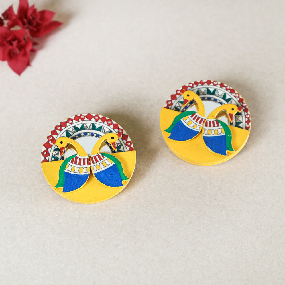 Madhubani Handpainted Wooden Earrings Online India